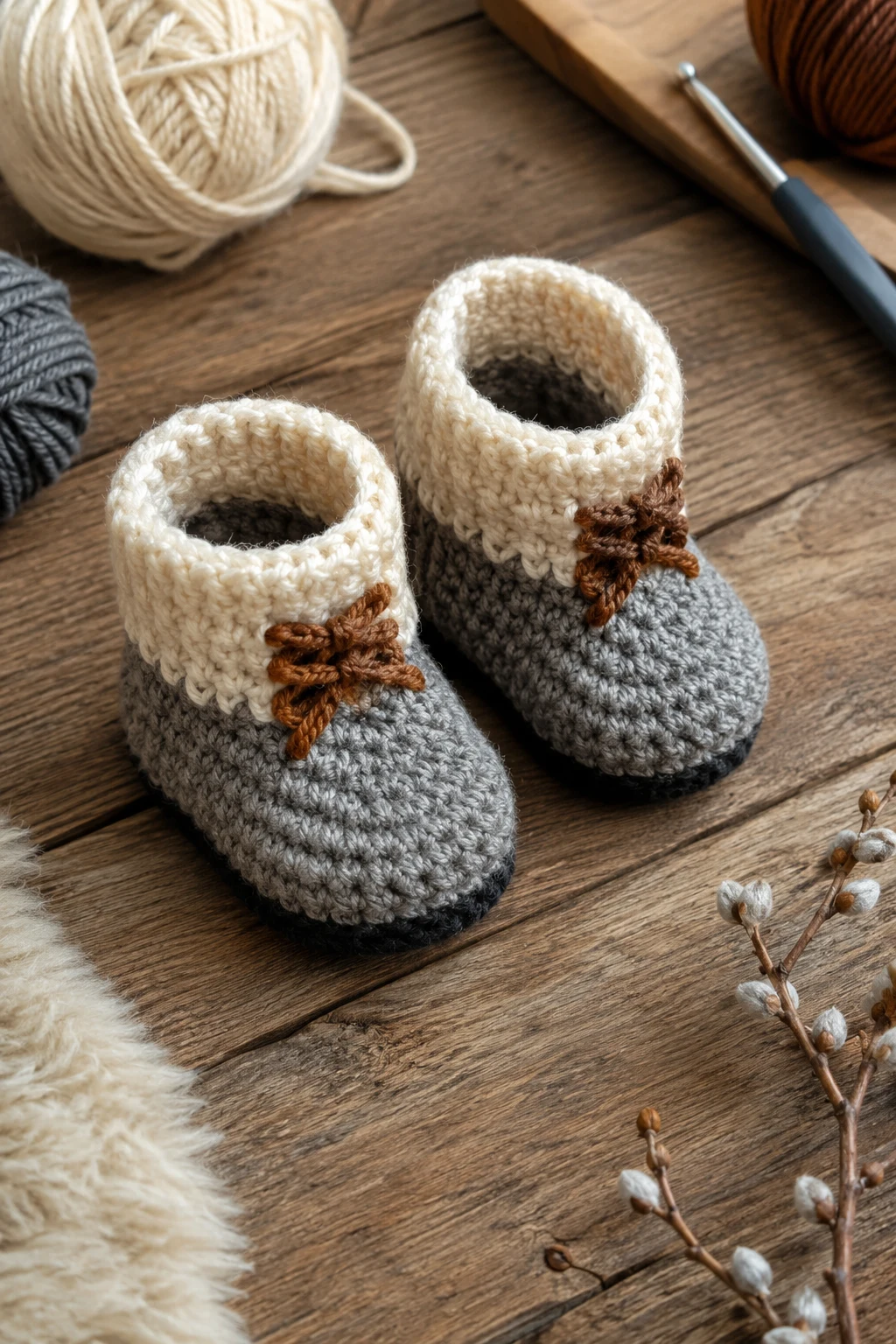 Chunky Winter Baby Boots — crochet baby shoes for boys style outfit