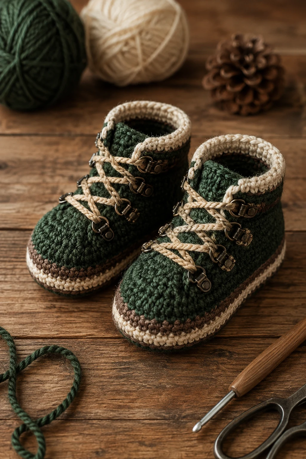 Forest Green Hiker Boots — crochet baby shoes for boys style outfit