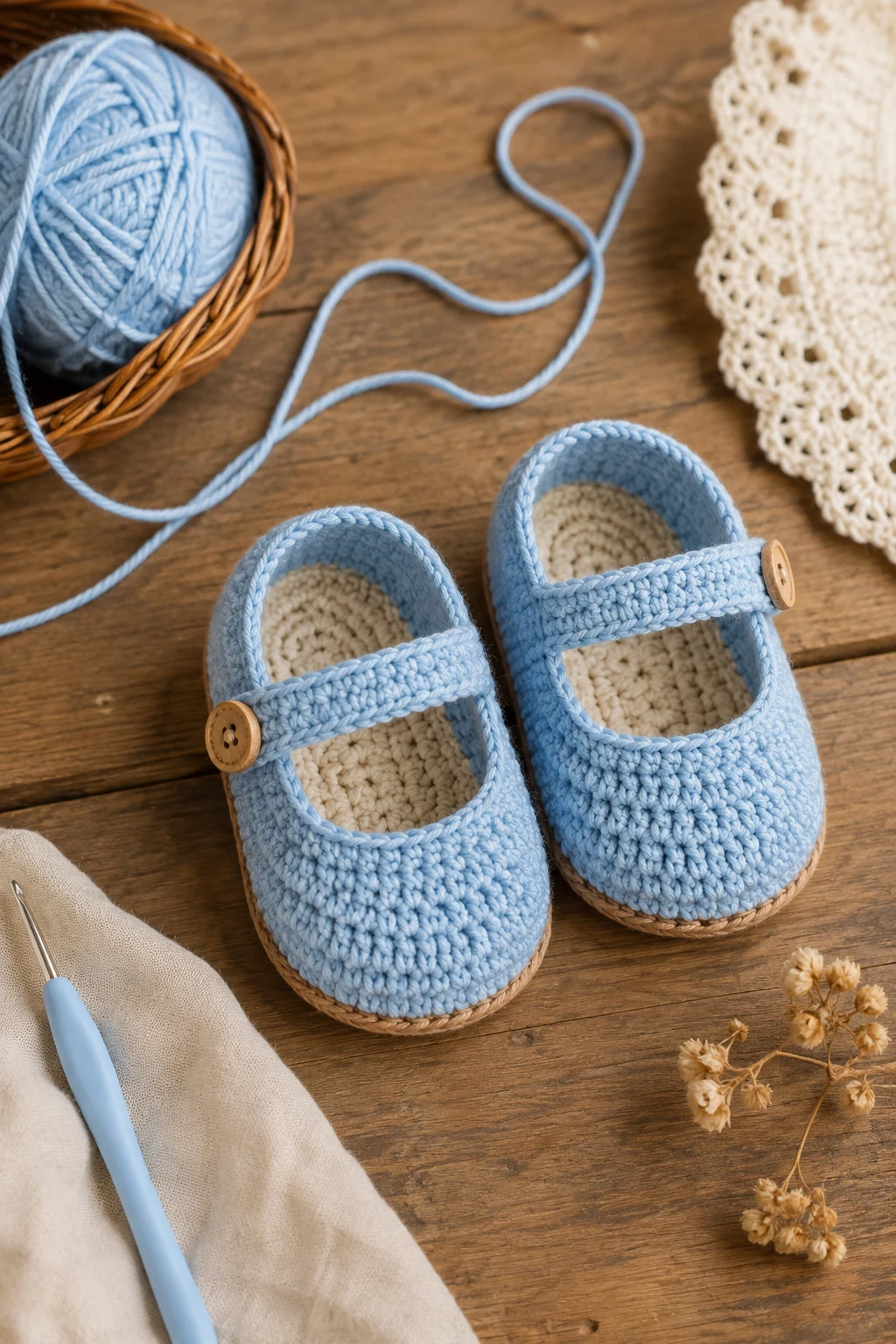 Baby Blue Mary Janes — crochet baby shoes for boys style outfit