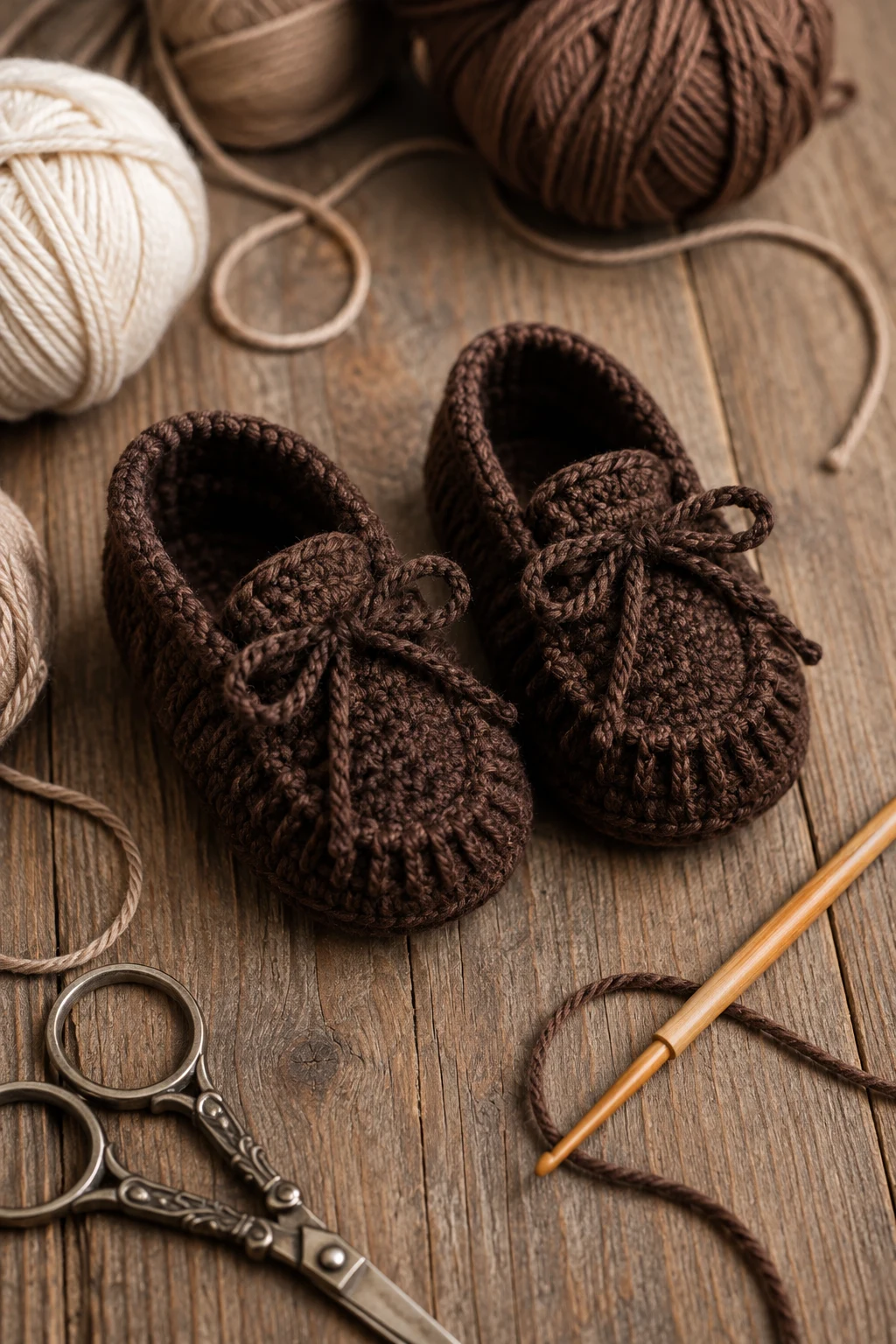 Chocolate Brown Moccasins — crochet baby shoes for boys style outfit