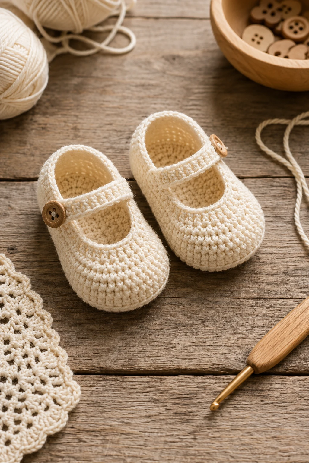 Classic Cream Mary Janes — crochet baby shoes free style outfit