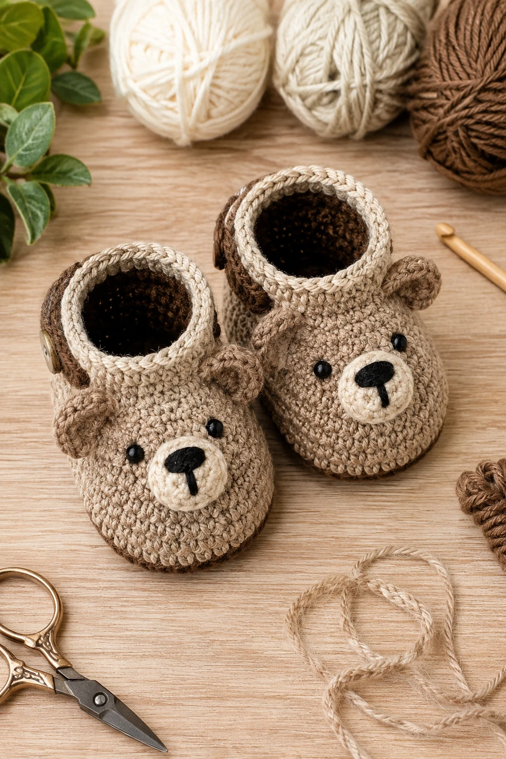 Little Bear Booties — crochet baby shoes free style outfit