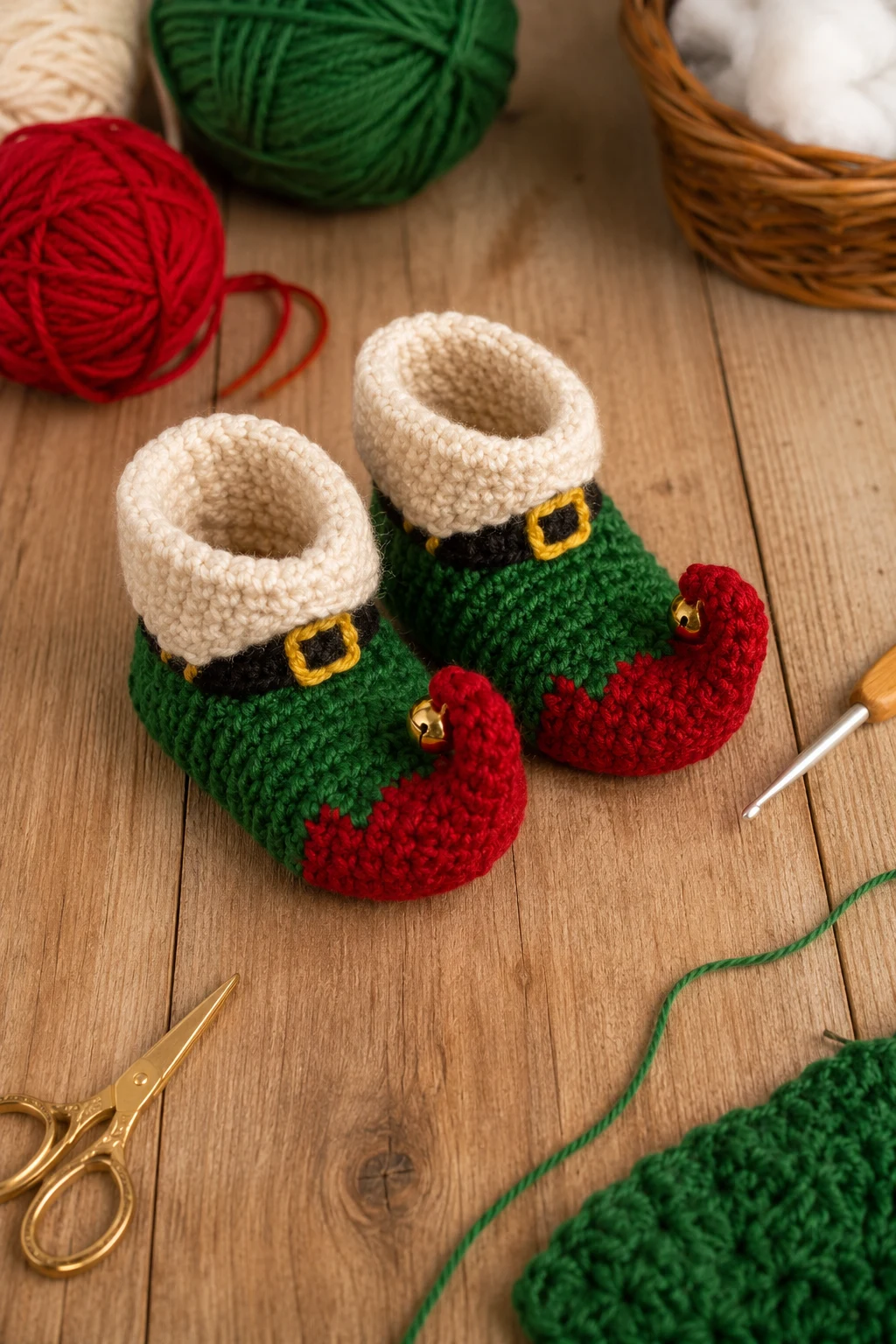 Holiday Elf Booties — crochet baby shoes free style outfit