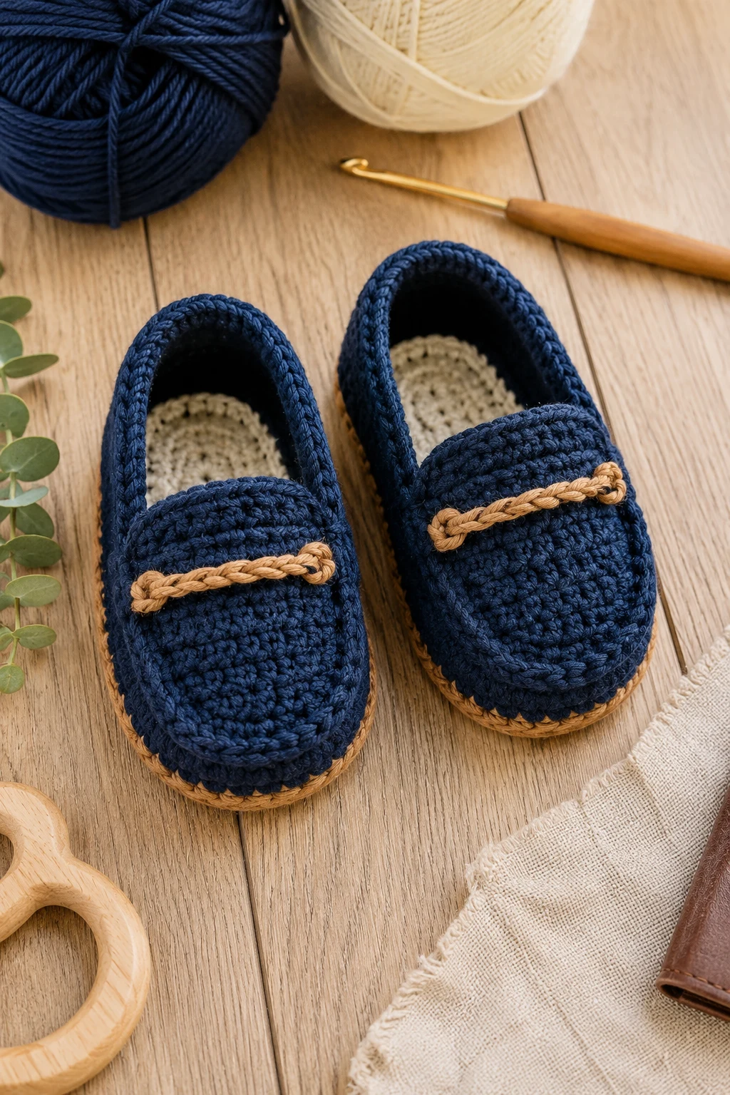 Tiny Navy Loafers — crochet baby shoes free style outfit