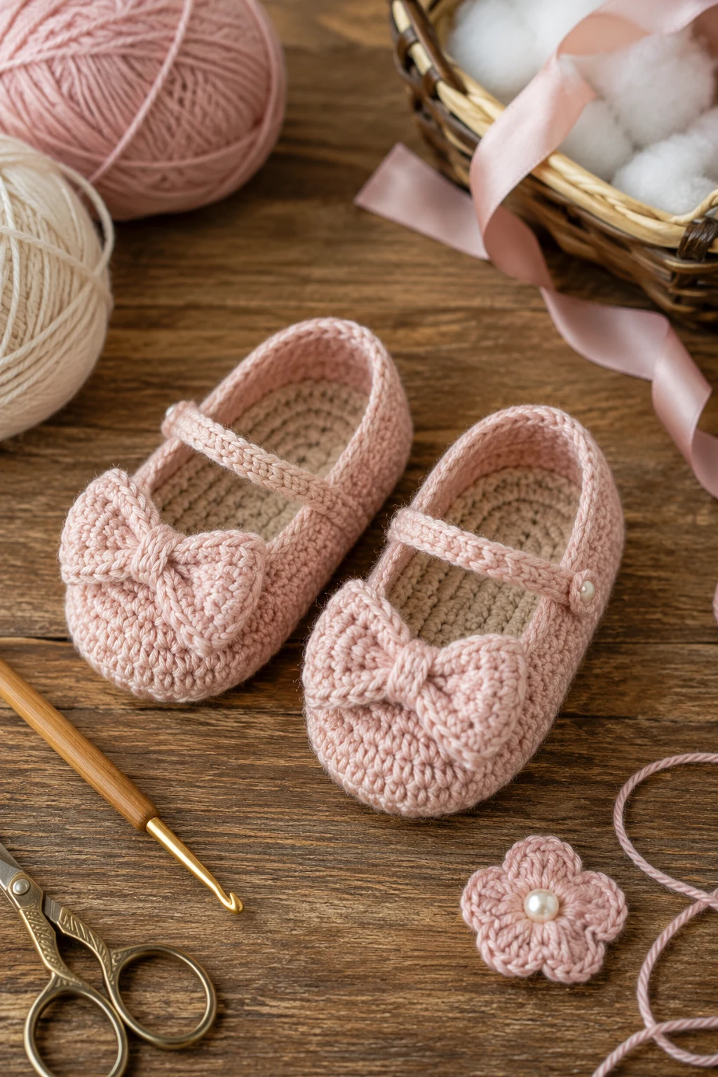 Blush Ballet Flats — crochet baby shoes girl style outfit