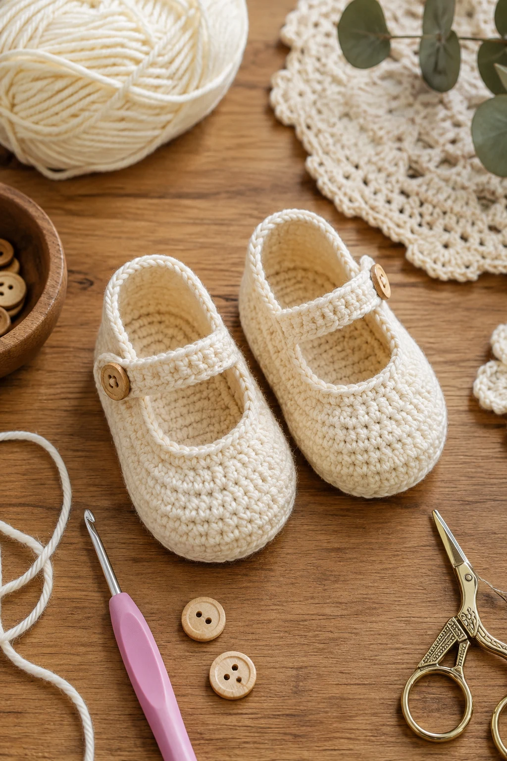 Classic Cream Mary Janes — crochet baby shoes ideas style outfit