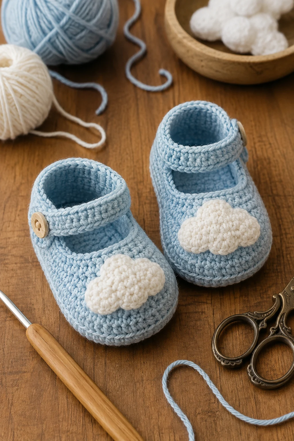 Soft Blue Cloud Shoes — crochet baby shoes ideas style outfit