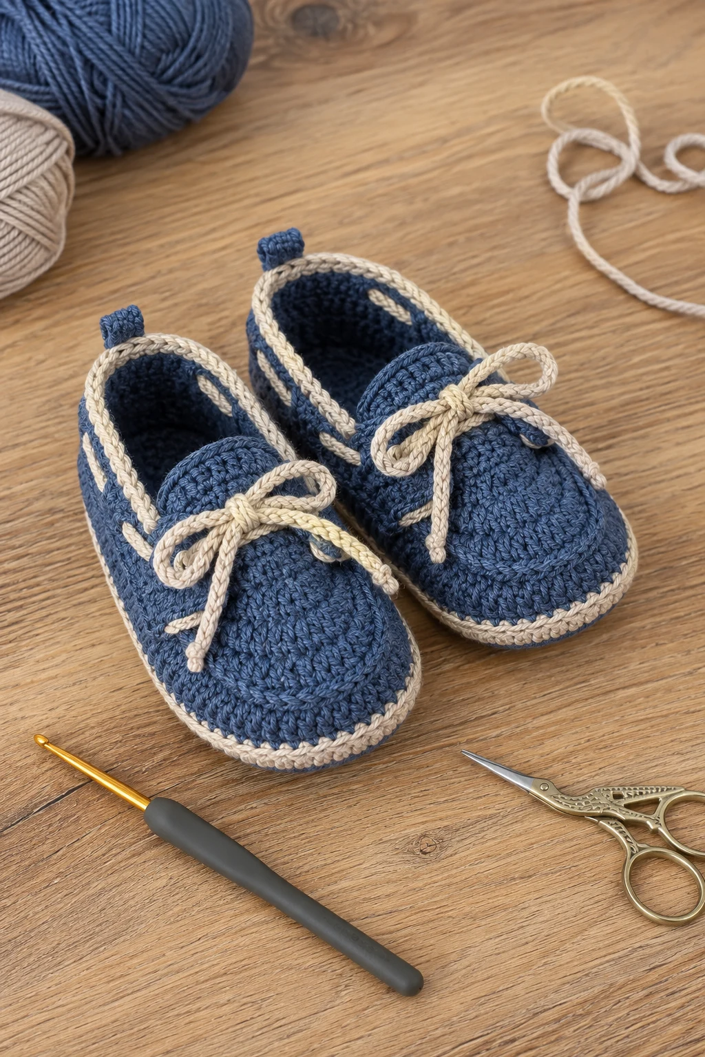 Denim-Blue Boat Shoes — crochet baby shoes ideas style outfit