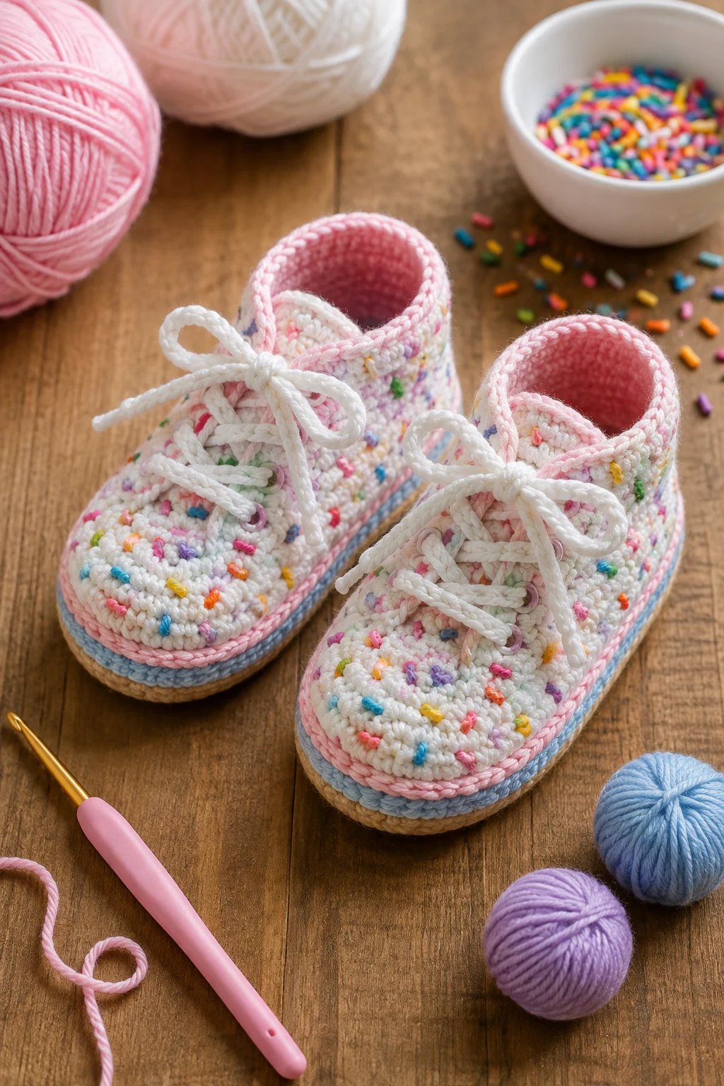 Rainbow Sprinkle Shoes — crochet baby shoes ideas style outfit
