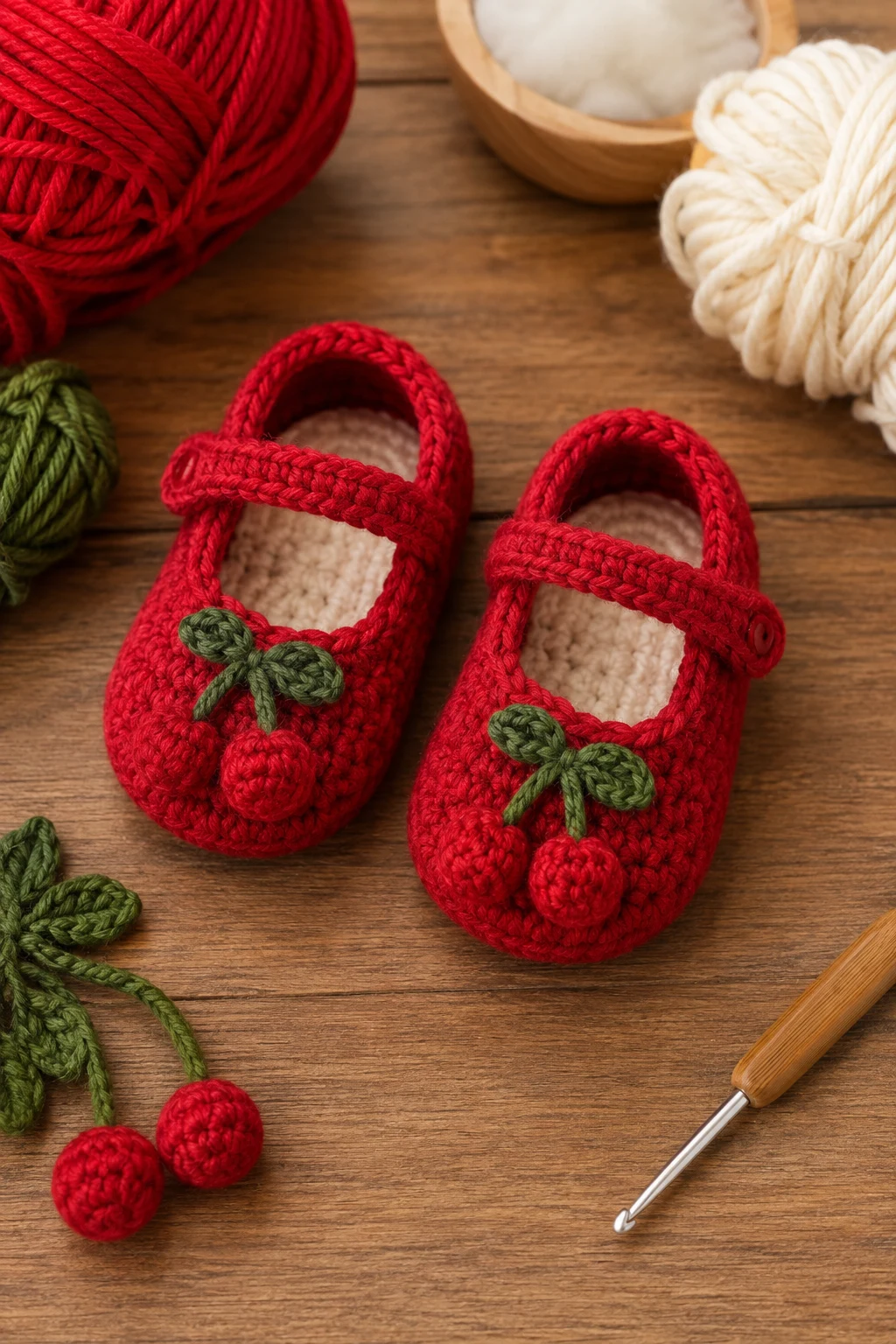 Cherry Red Party Shoes — crochet baby shoes ideas style outfit