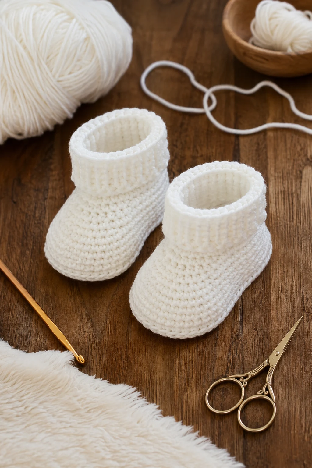 Beginner-Friendly White Booties — crochet baby shoes ideas style outfit