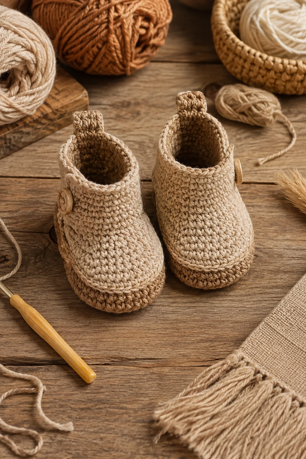 Sand-Colored Desert Booties — crochet baby shoes ideas style outfit