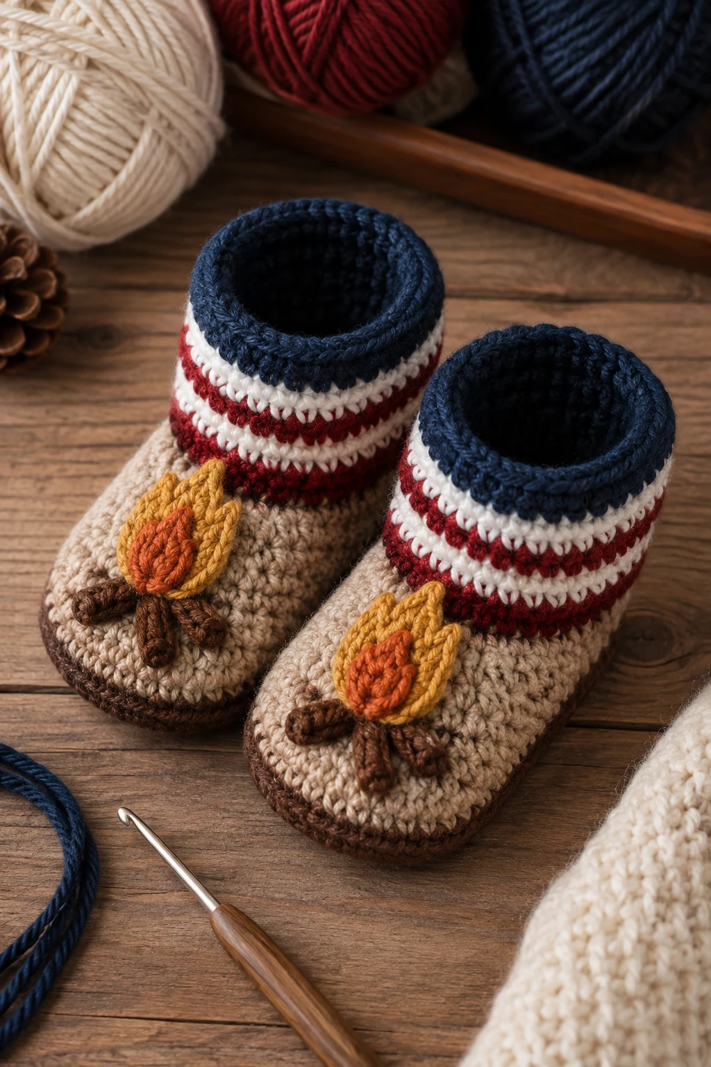Striped Campfire Booties — crochet baby shoes ideas style outfit