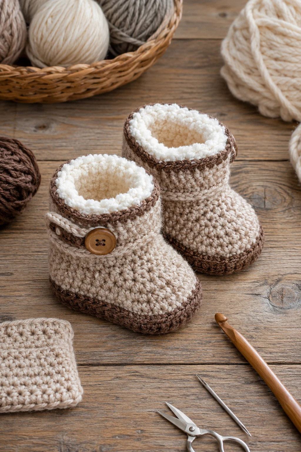 Chunky Winter Baby Boots — crochet baby shoes ideas style outfit