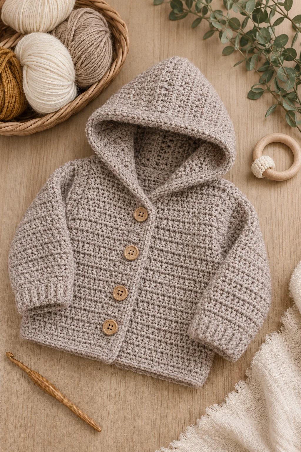 Cozy Hooded Crochet Baby Sweater — crochet baby sweater style outfit