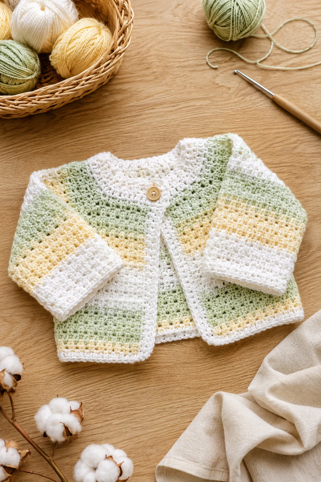 Lightweight Spring Crochet Baby Sweater — crochet baby sweater style outfit