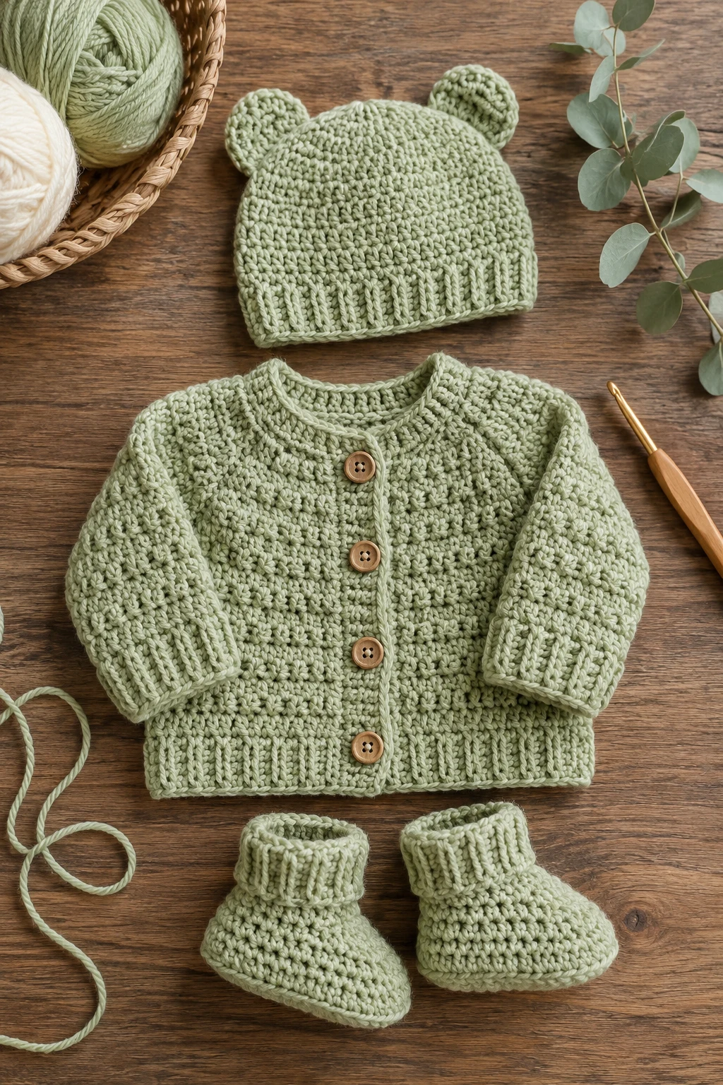 Matching Crochet Baby Sweater Set — crochet baby sweater style outfit
