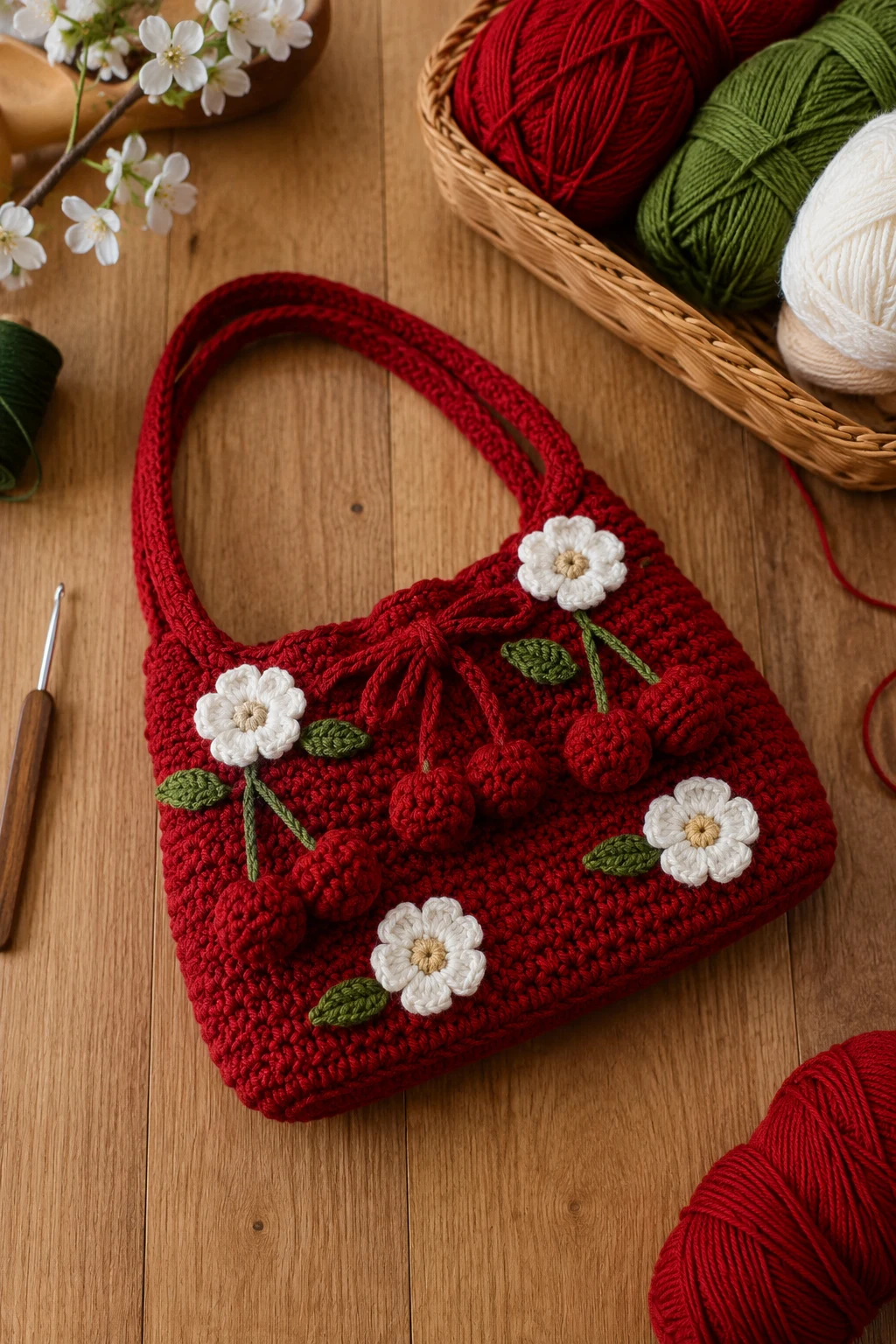 Cherry-Red Crochet Purse Aesthetic — crochet bag aesthetic style outfit
