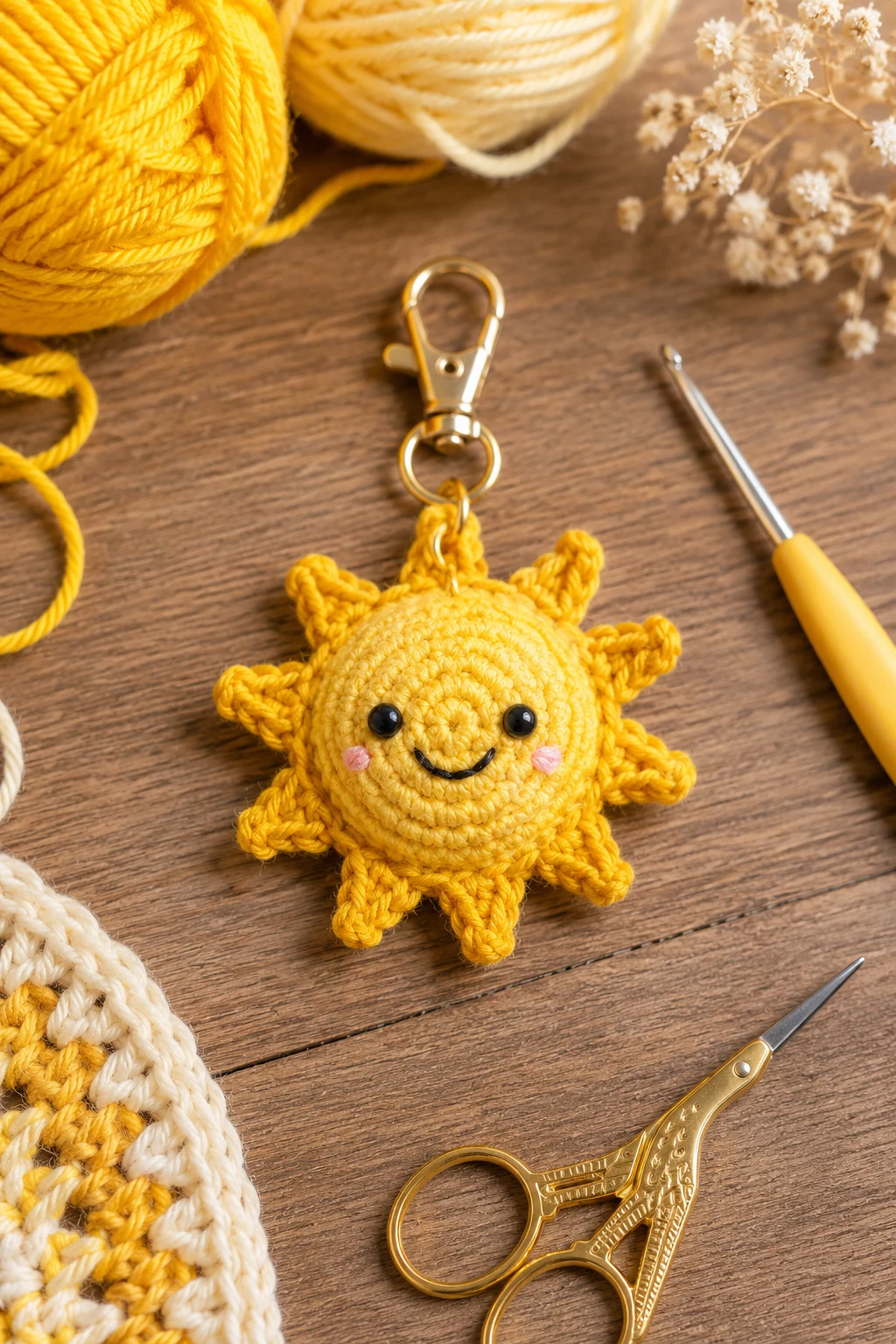 Sunny Yellow Mini Charm — crochet bag charm free pattern style outfit