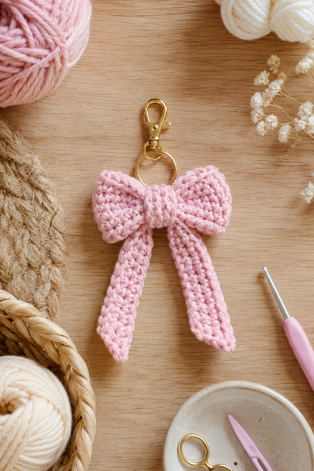 Mini Bow Charm — crochet bag charm free pattern style outfit
