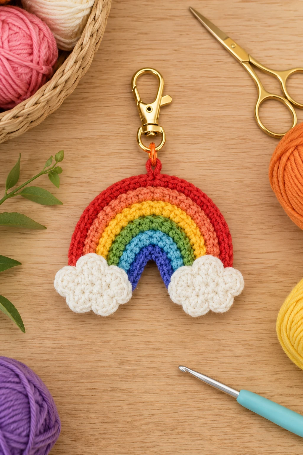 Rainbow Mini Charm — crochet bag charm free pattern style outfit
