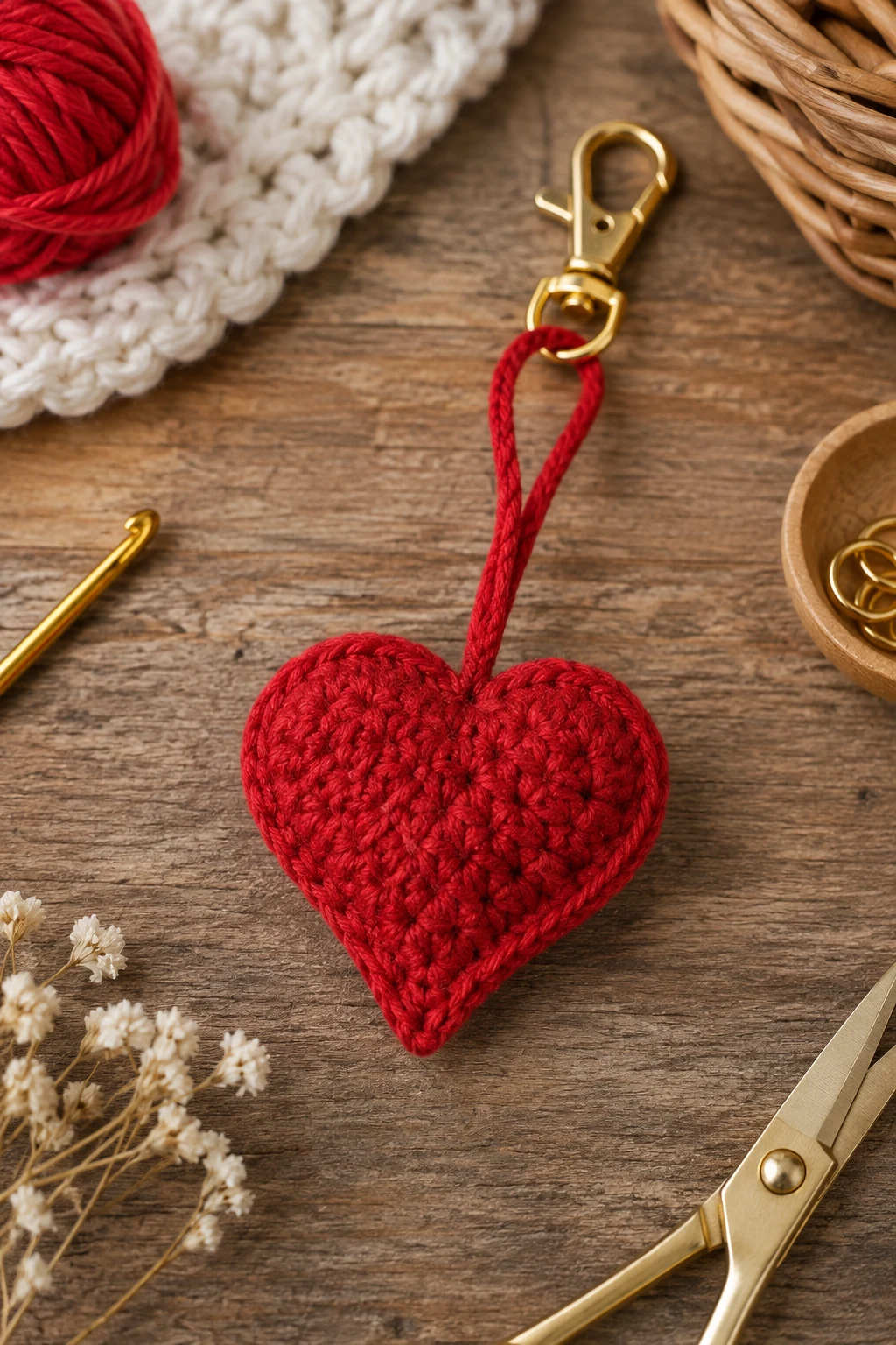 Mini Crochet Heart — crochet bag charm free pattern style outfit