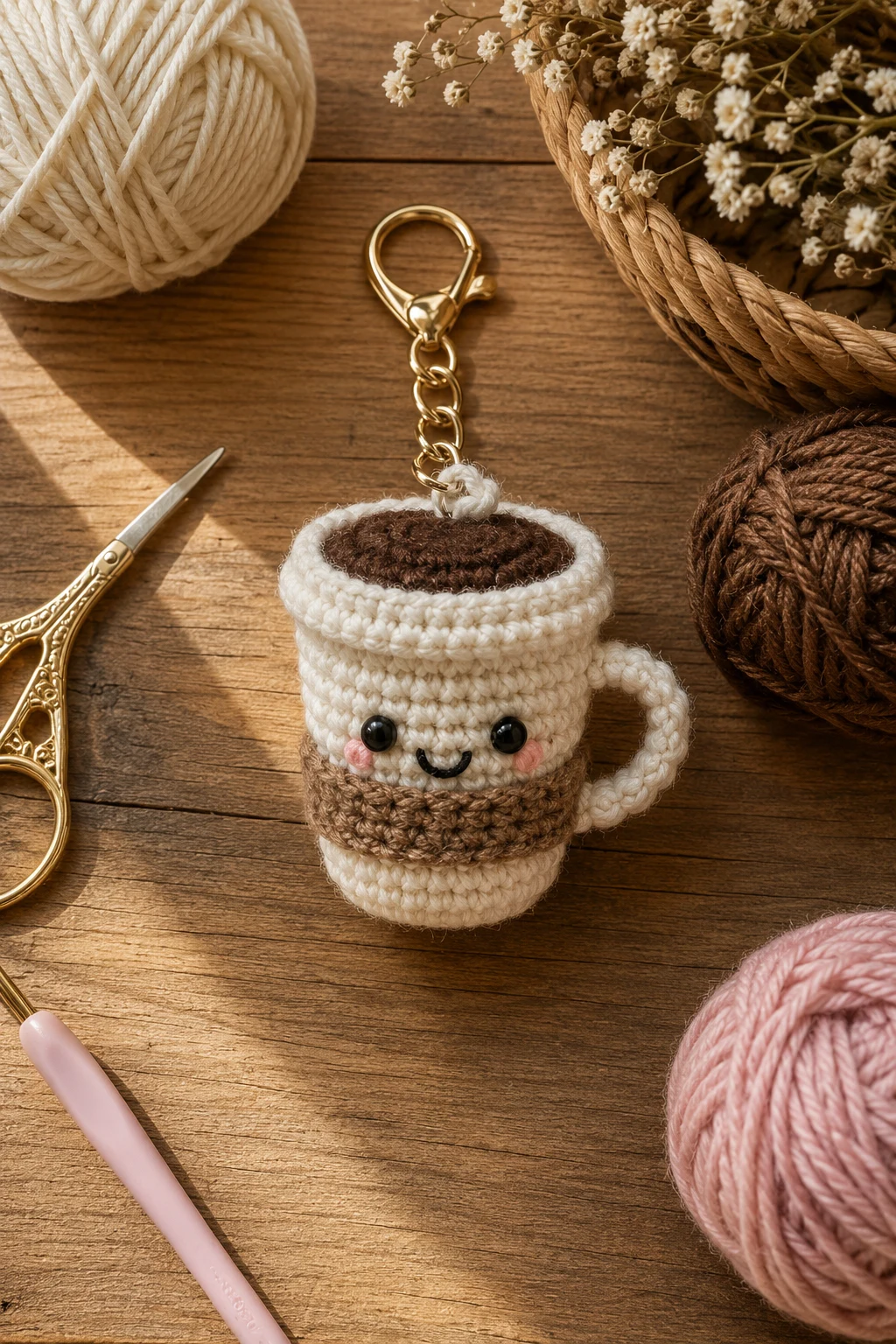 Cute Coffee Cup — crochet bag charm free pattern style outfit