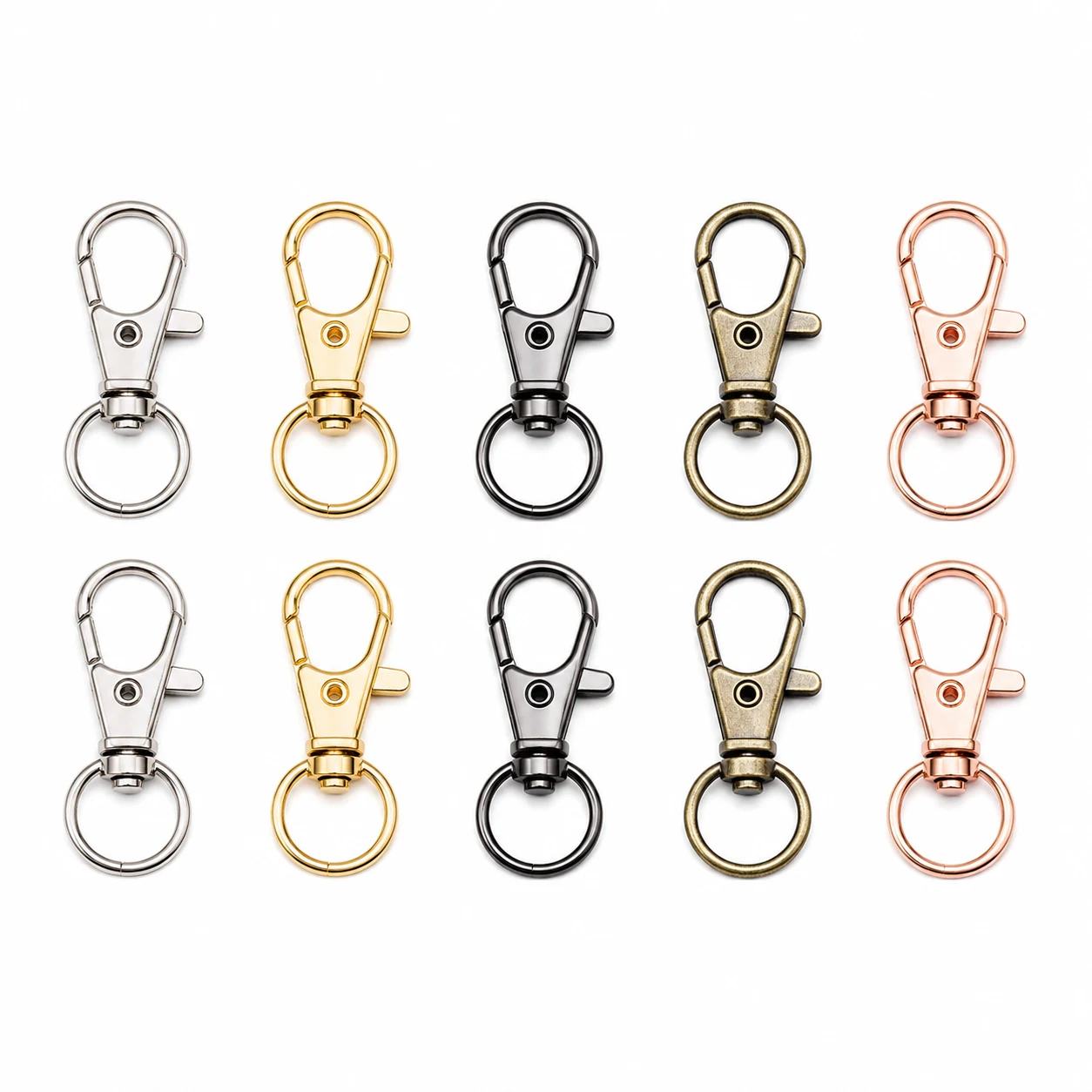 BBTO Metal Lobster Clasps with Key Rings for DIY Crochet Keychains