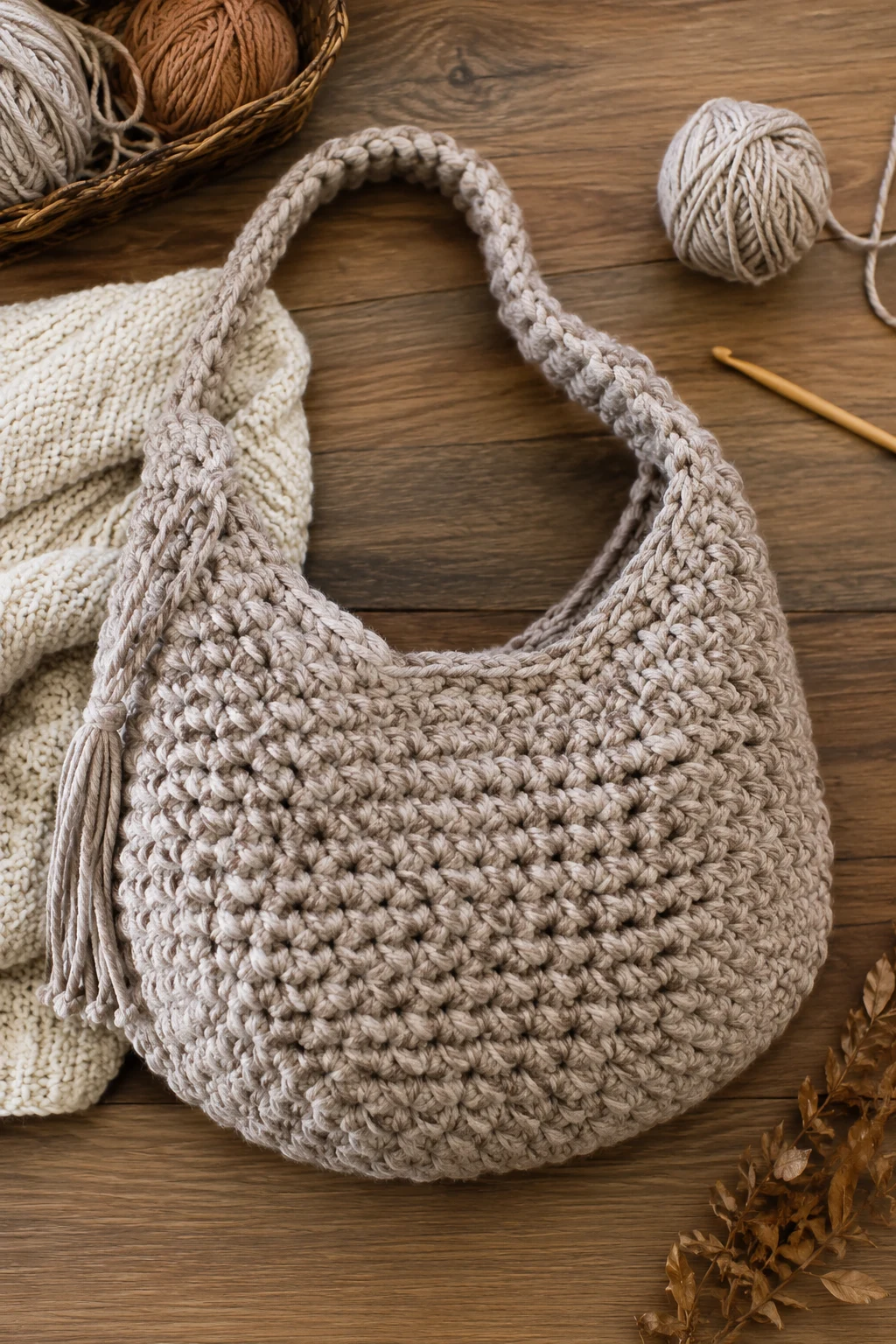 Chunky Winter Hobo — Cozy Crochet Bag Design — crochet bag design style outfit