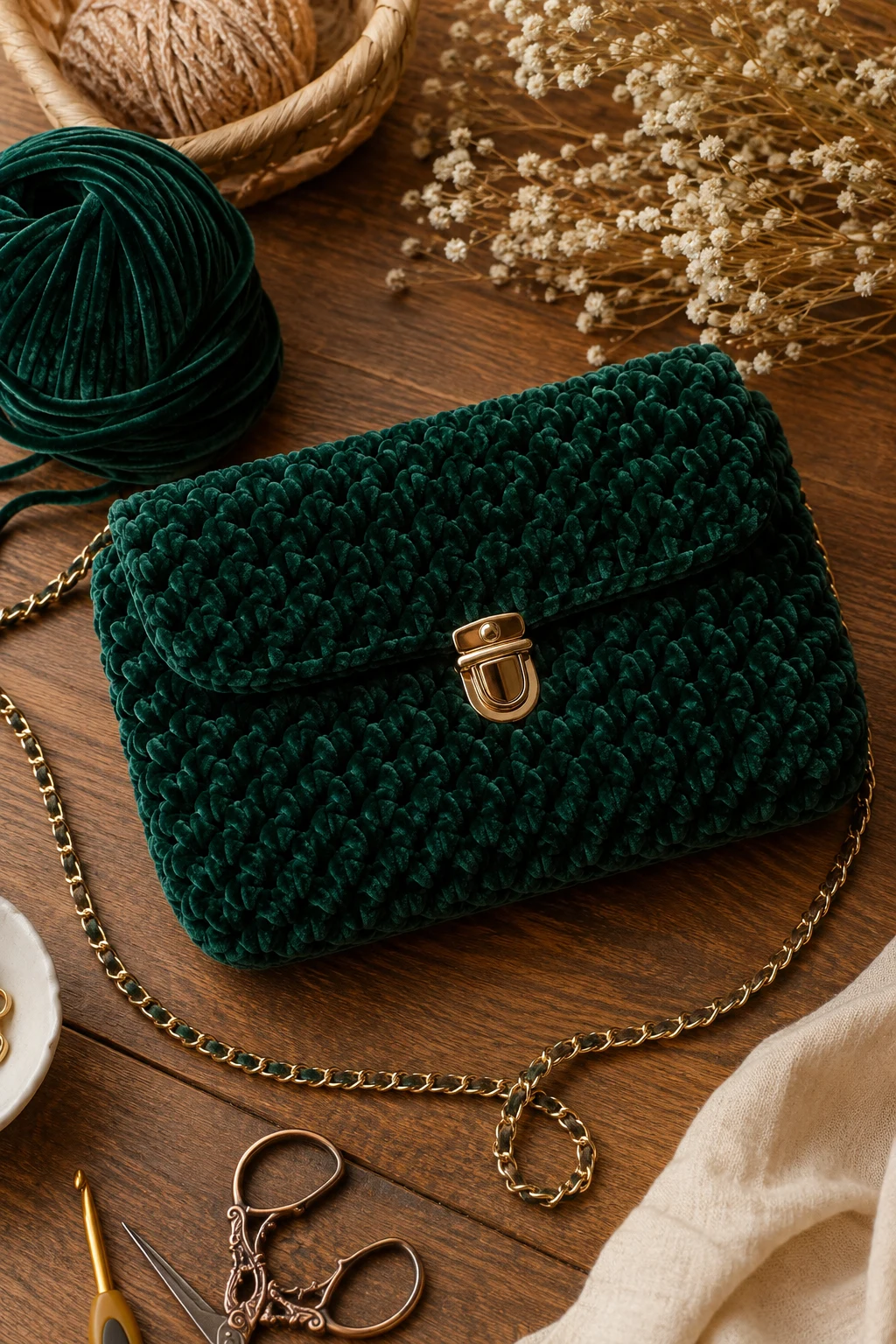 Velvet Evening Clutch — Elegant Crochet Bag Design — crochet bag design style outfit
