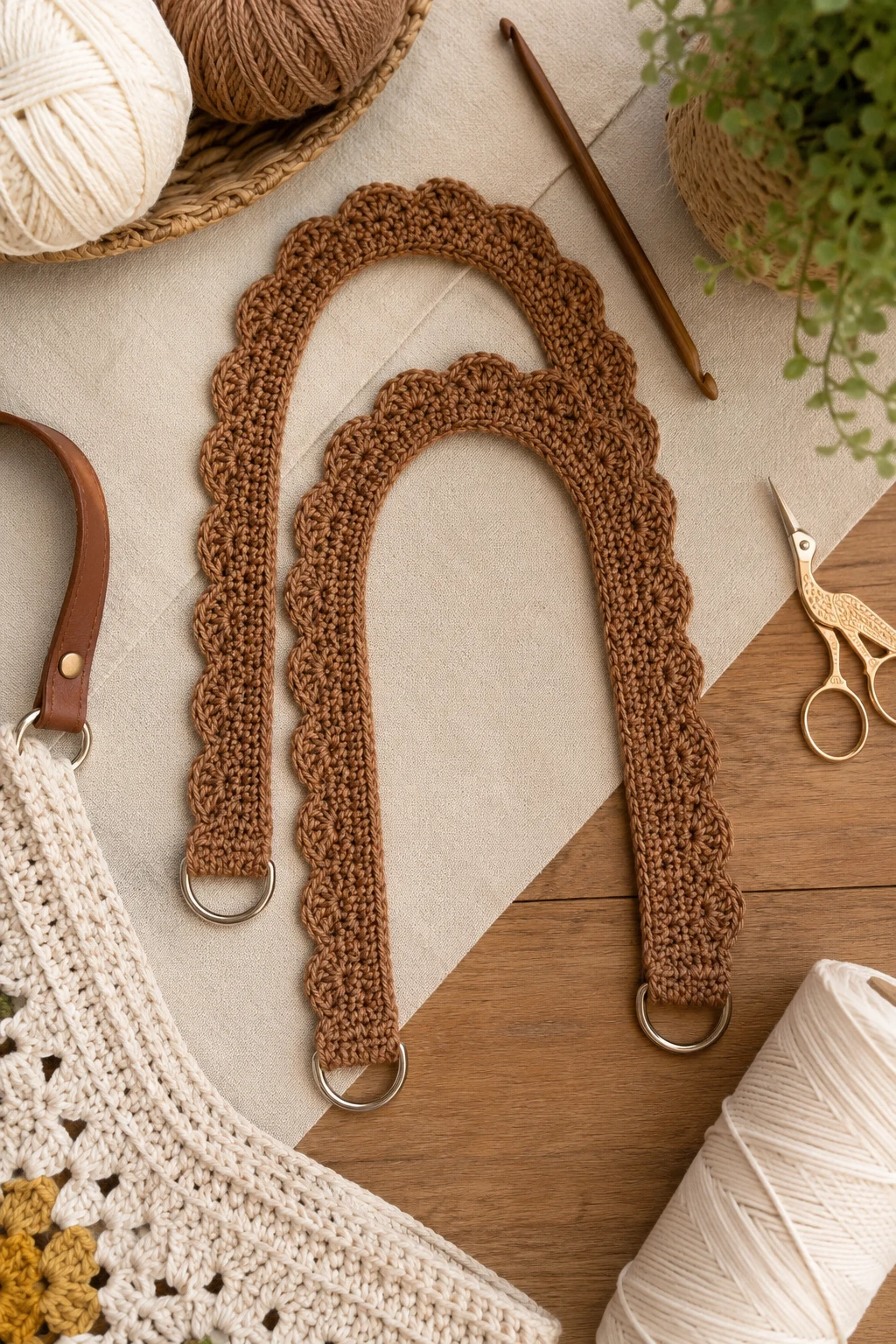 Scalloped Edge Handles — crochet bag handles style outfit