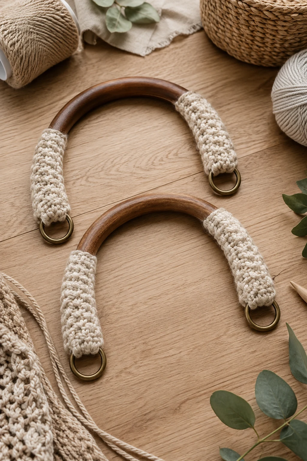 Mixed-Material Statement Handles — crochet bag handles style outfit