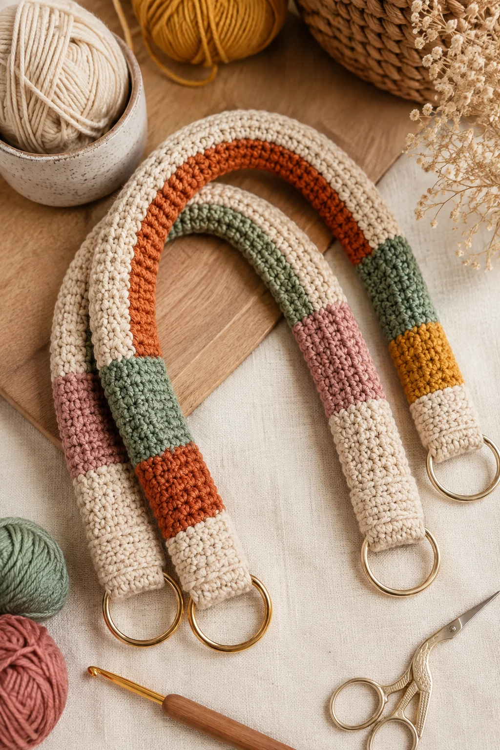 Color-Block Statement Handles — crochet bag handles style outfit