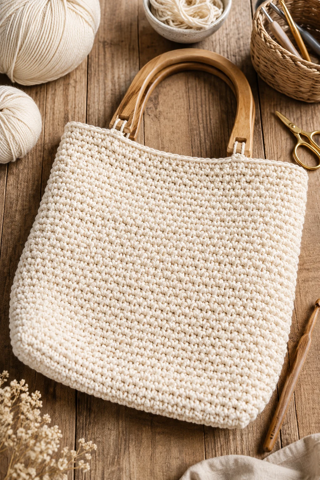 Classic Cream Crochet Tote — crochet bag ideas style outfit