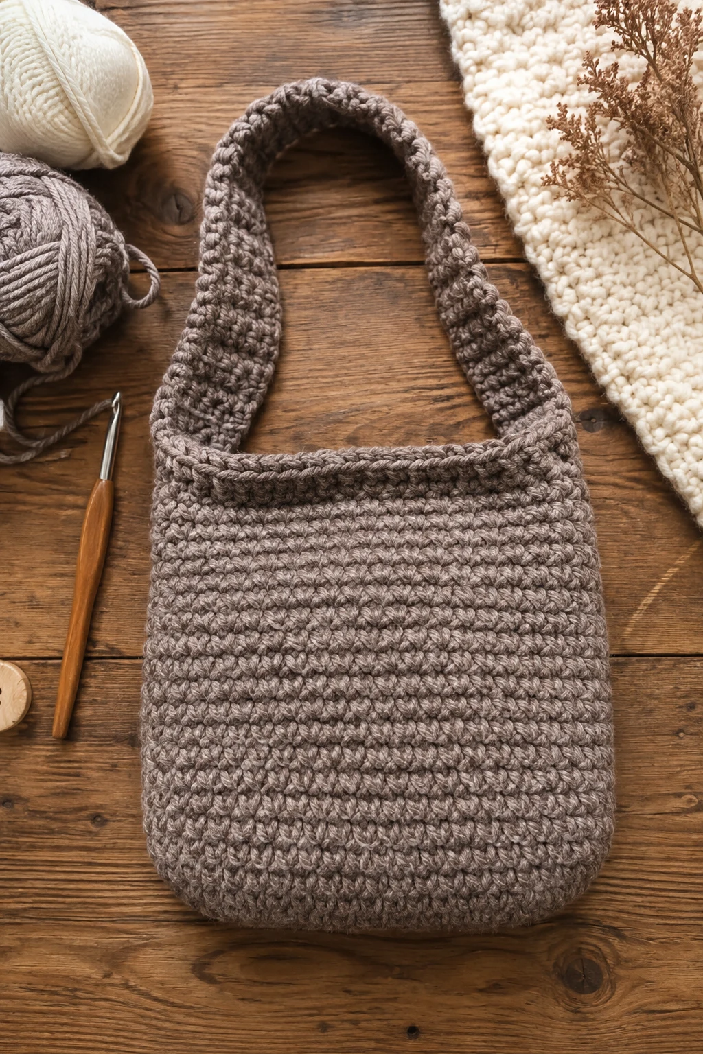 Chunky Winter Shoulder Bag — crochet bag ideas style outfit