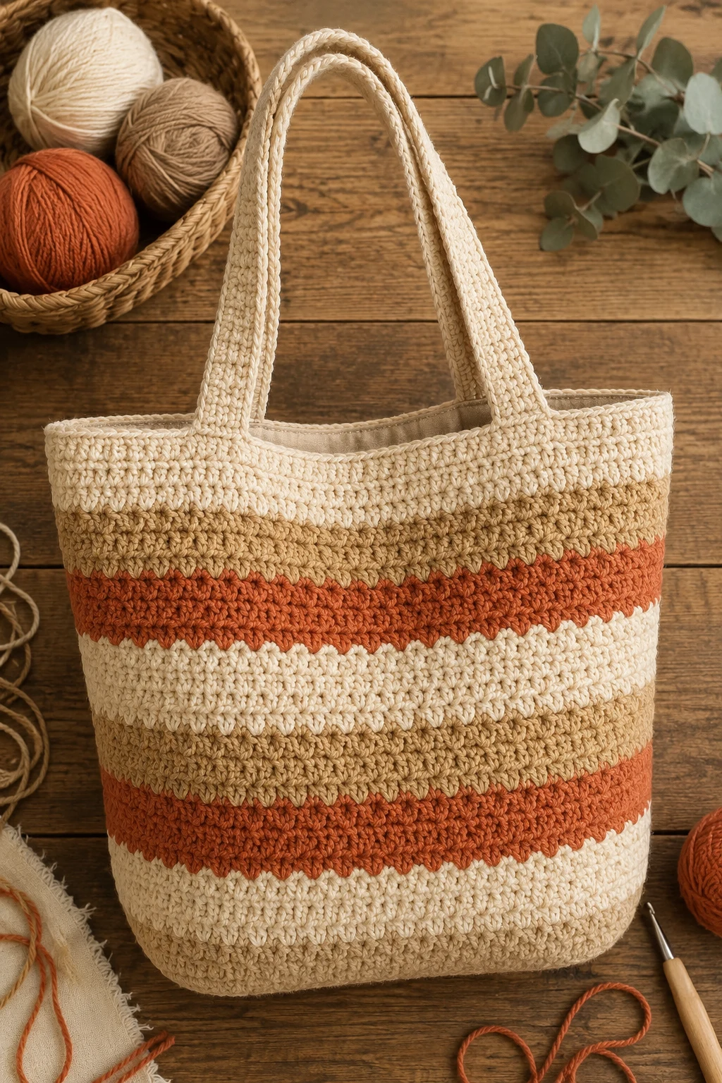 Striped Crochet Tote — crochet bag ideas style outfit