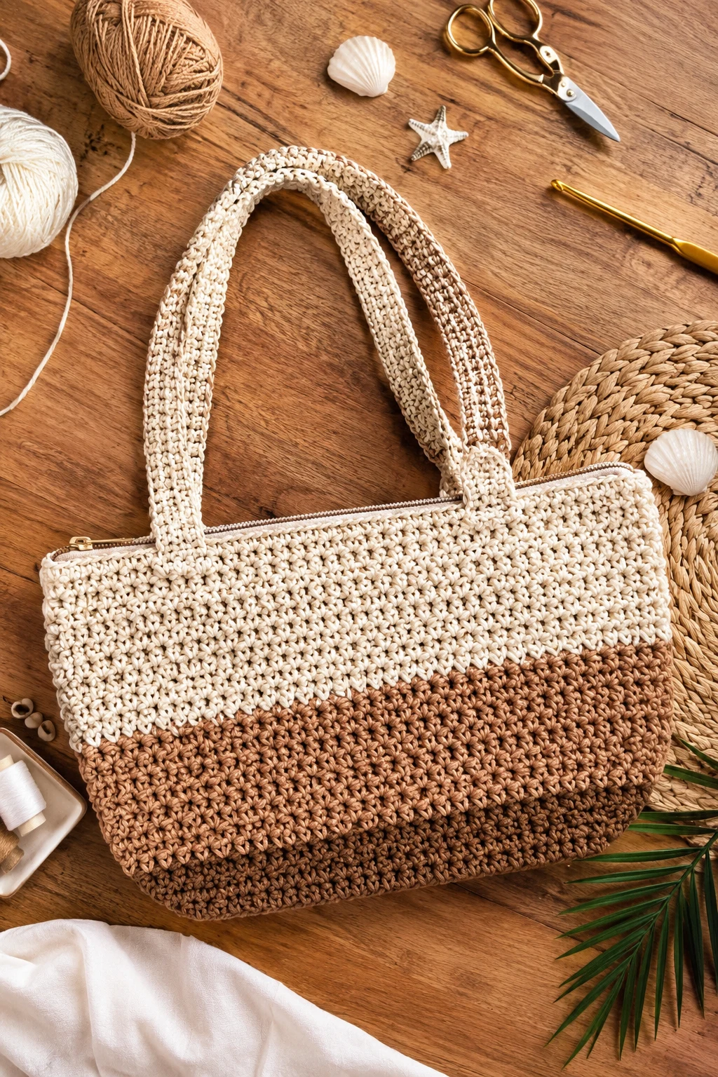 Crochet Beach Bag With a Zipper — crochet beach bag style outfit