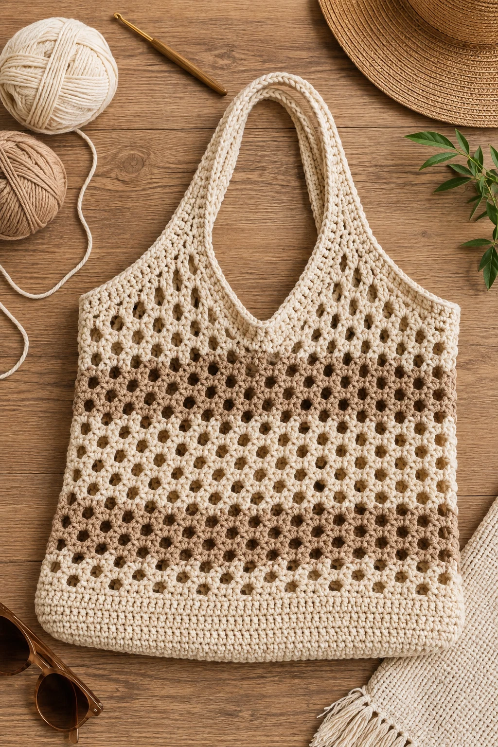Beginner-Friendly Crochet Beach Bag — crochet beach bag style outfit