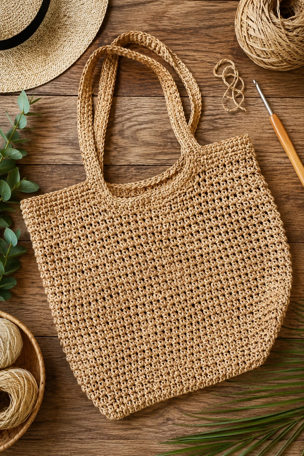 Raffia-Style Market Tote — crochet beach bag style outfit