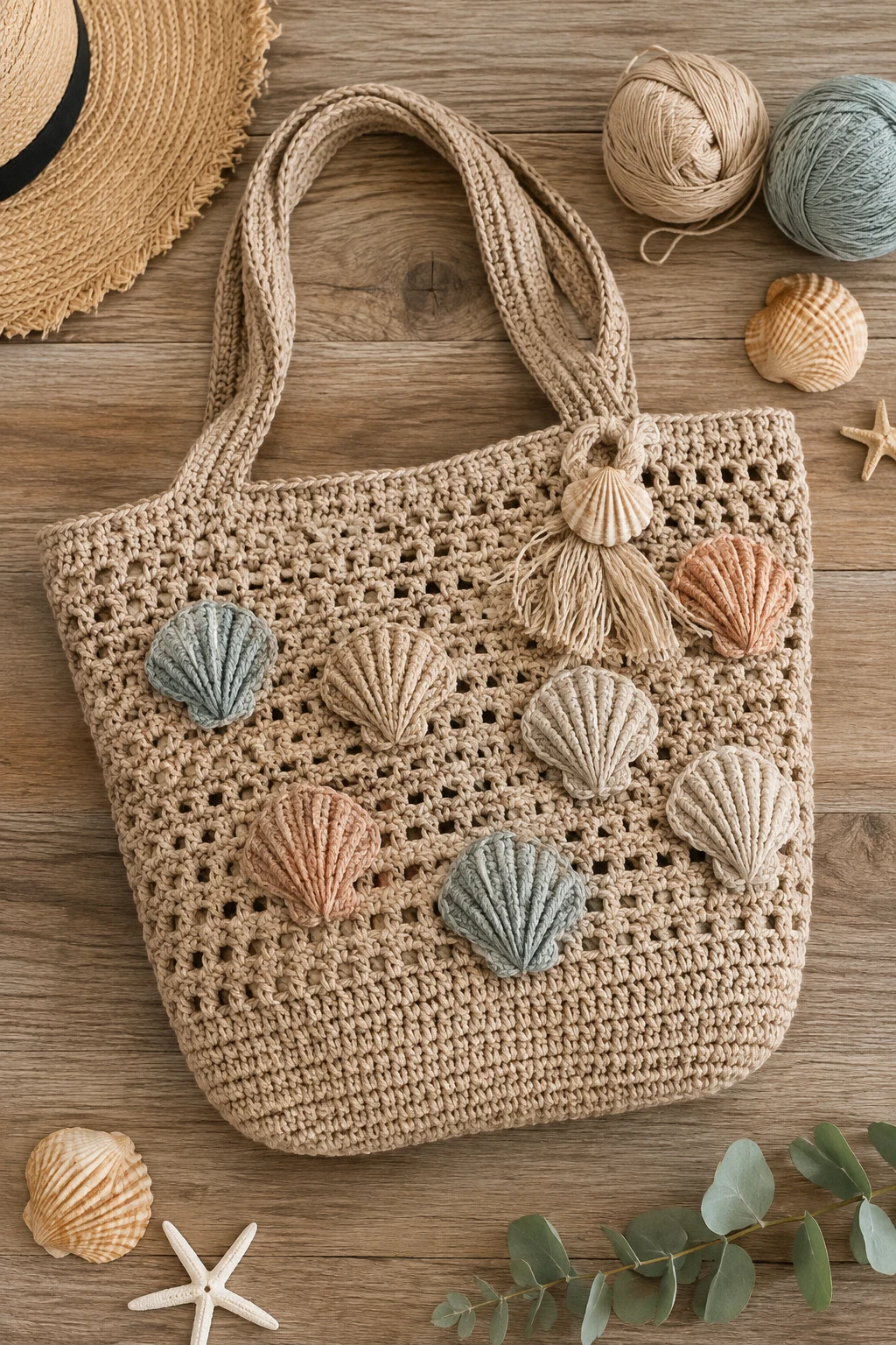 Seashell Detail Beach Bag — crochet beach bag style outfit