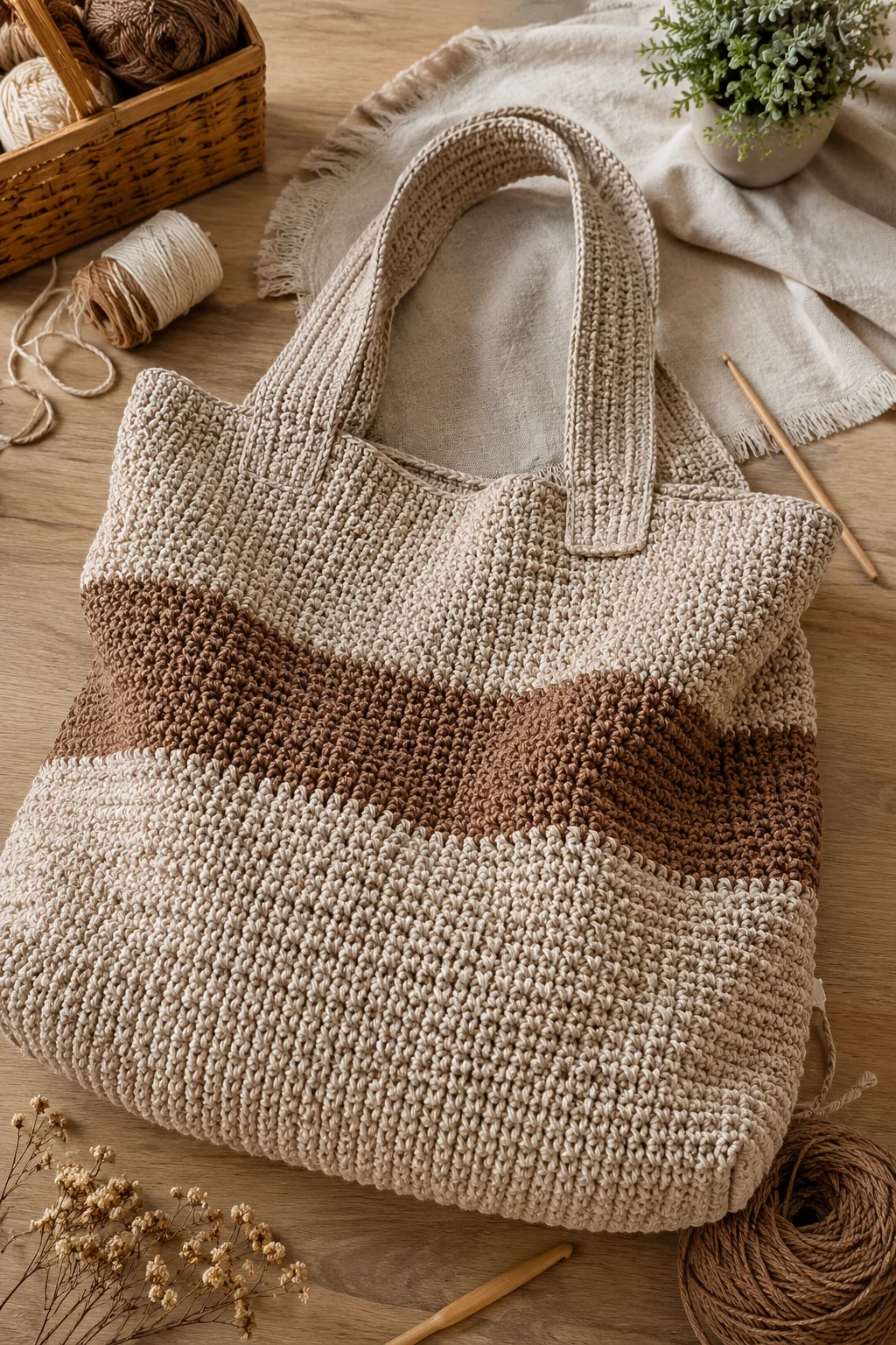 Huge Crochet Bag for Weekend Trips — crochet big bag style outfit
