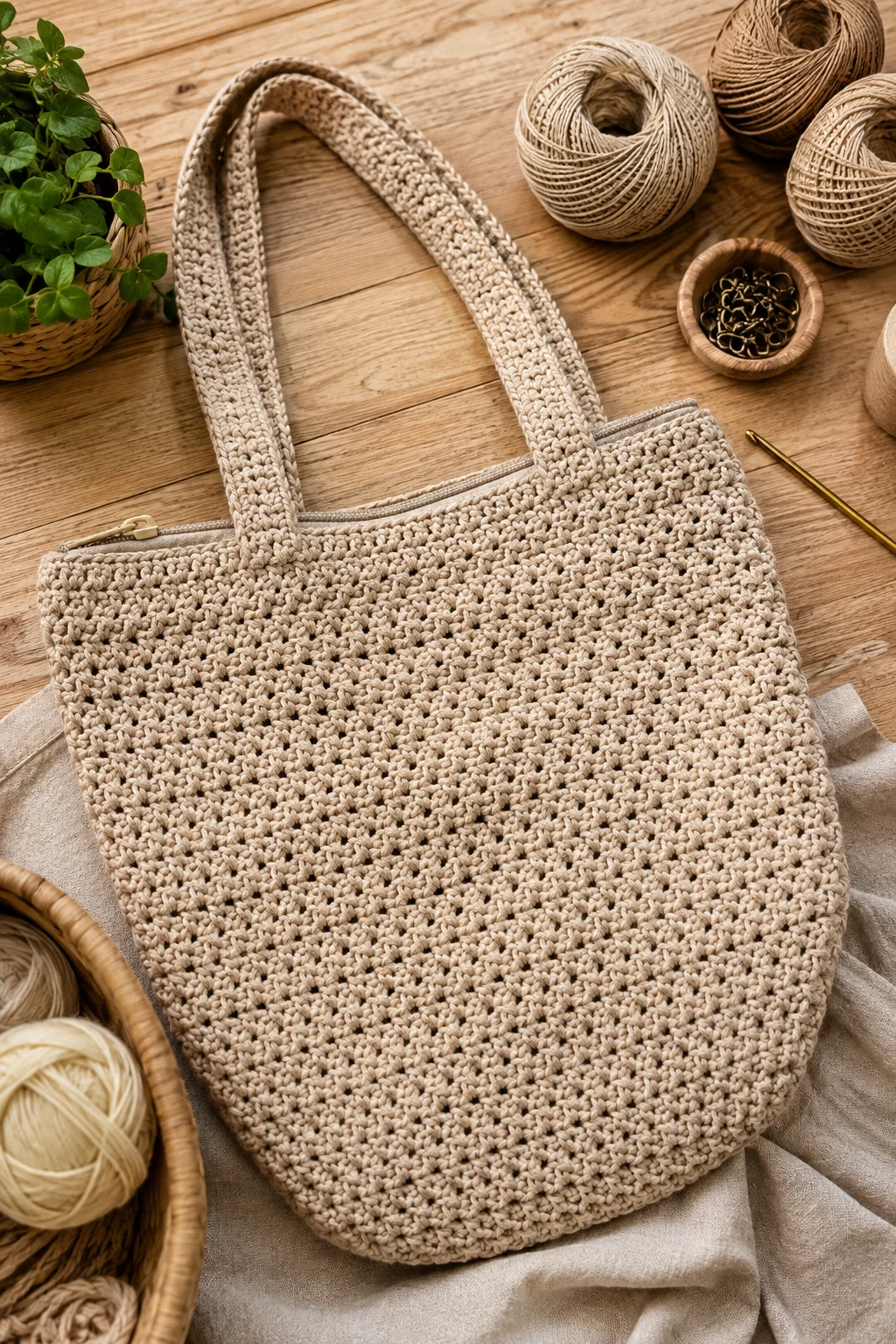Crochet Big Bag With a Zipper — crochet big bag style outfit