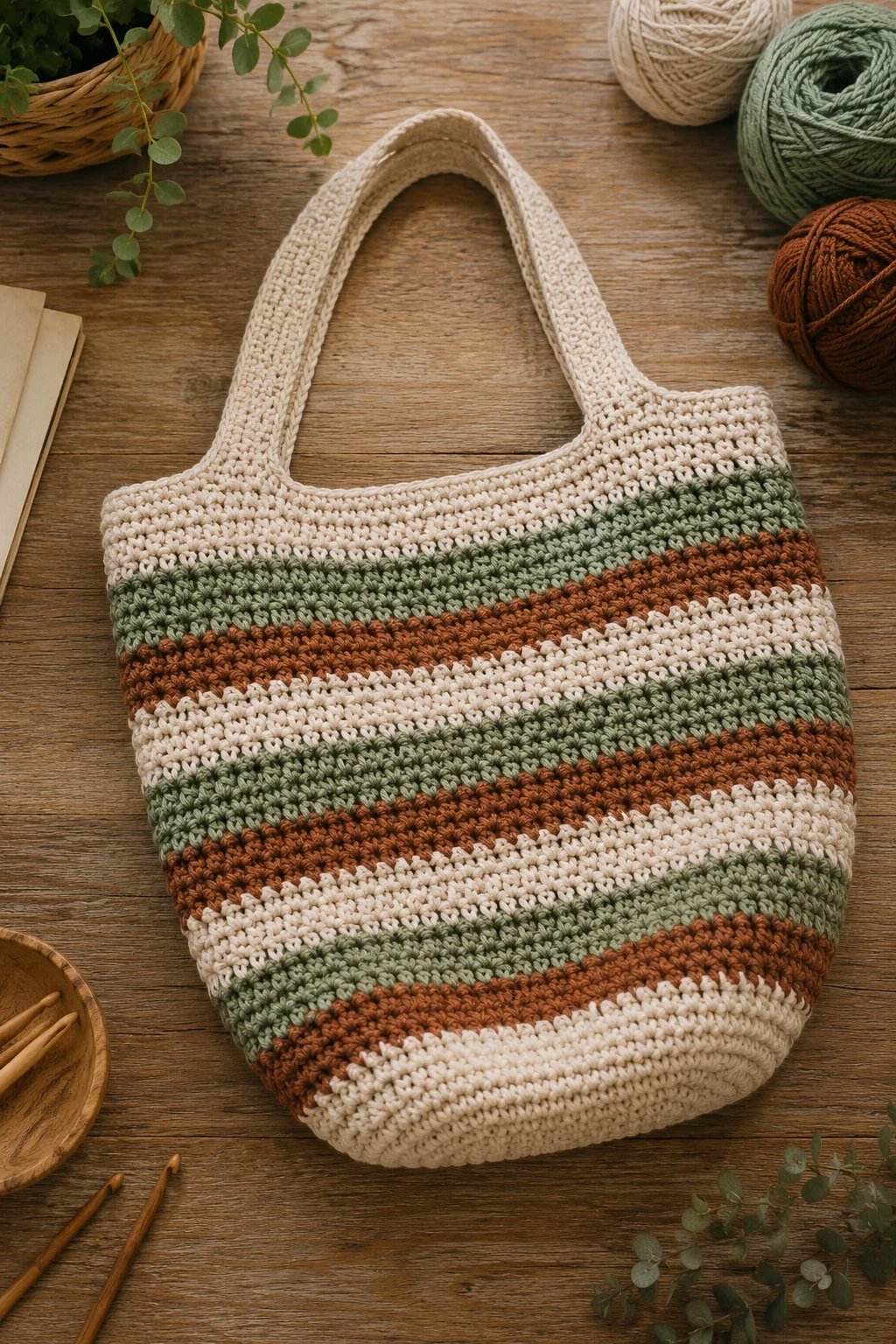 Striped Market Tote — crochet big bag style outfit