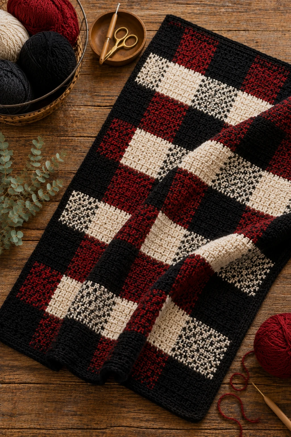 Farmhouse Buffalo Check Blanket — crochet blanket ideas style outfit
