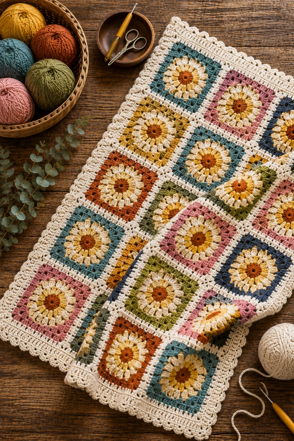 Sunburst Granny Square Blanket — crochet blanket ideas style outfit
