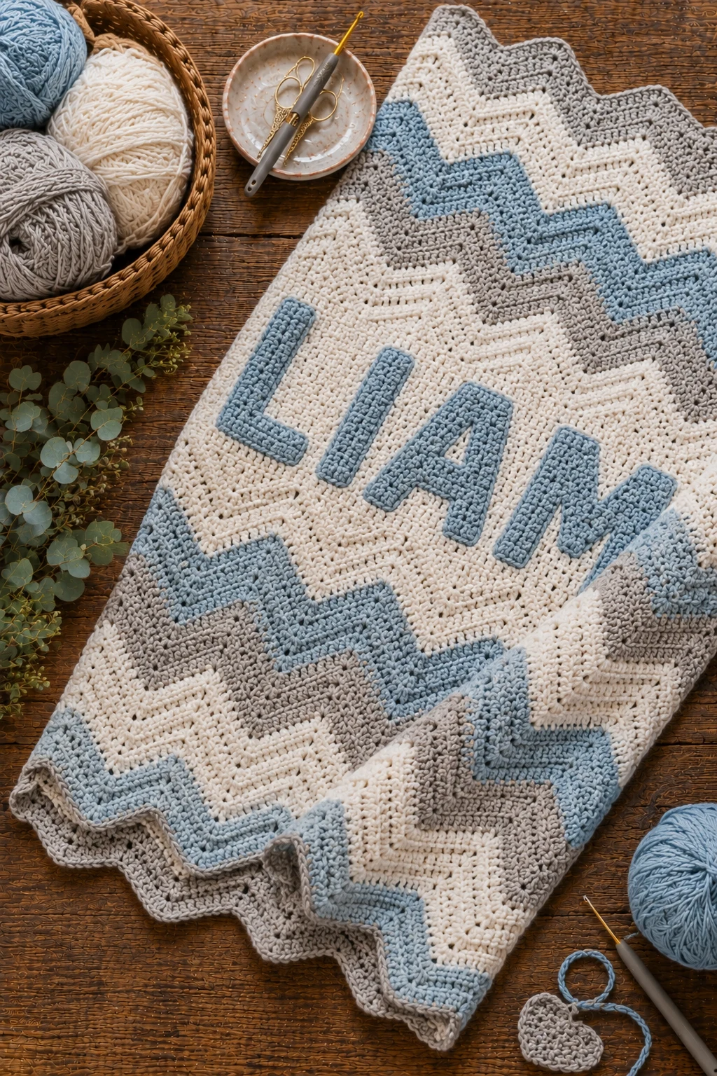 Chevron Baby Name Blanket — crochet blanket ideas style outfit