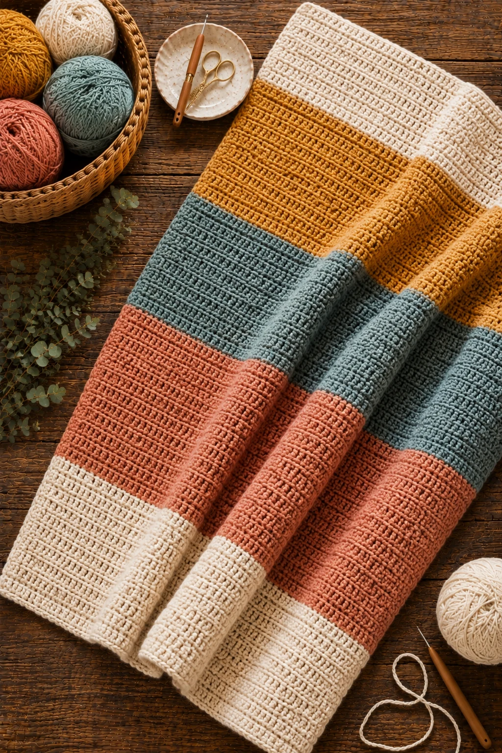 Giant Color-Block Sofa Blanket — crochet blanket ideas style outfit
