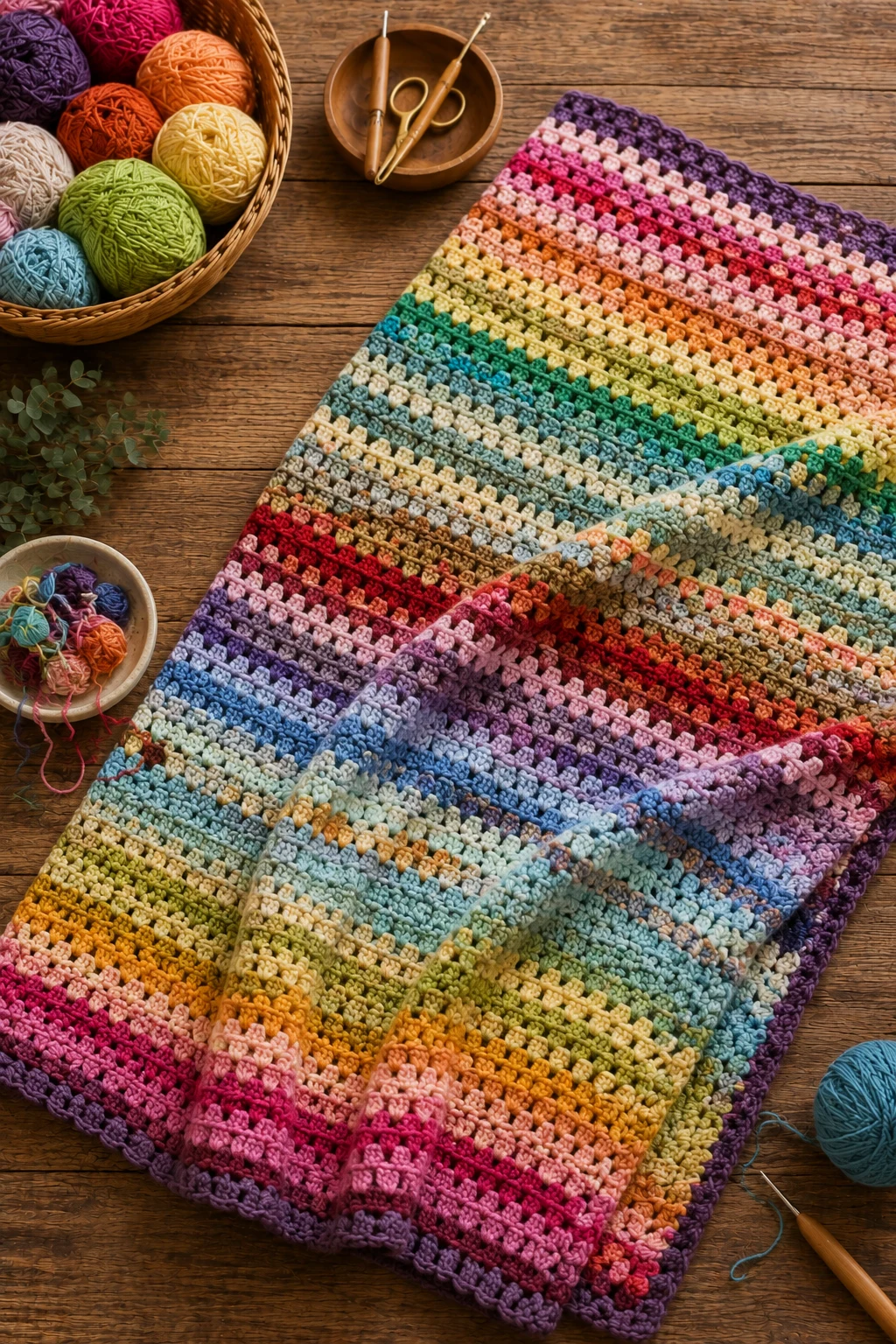 Rainbow Scrap Blanket — crochet blanket ideas style outfit