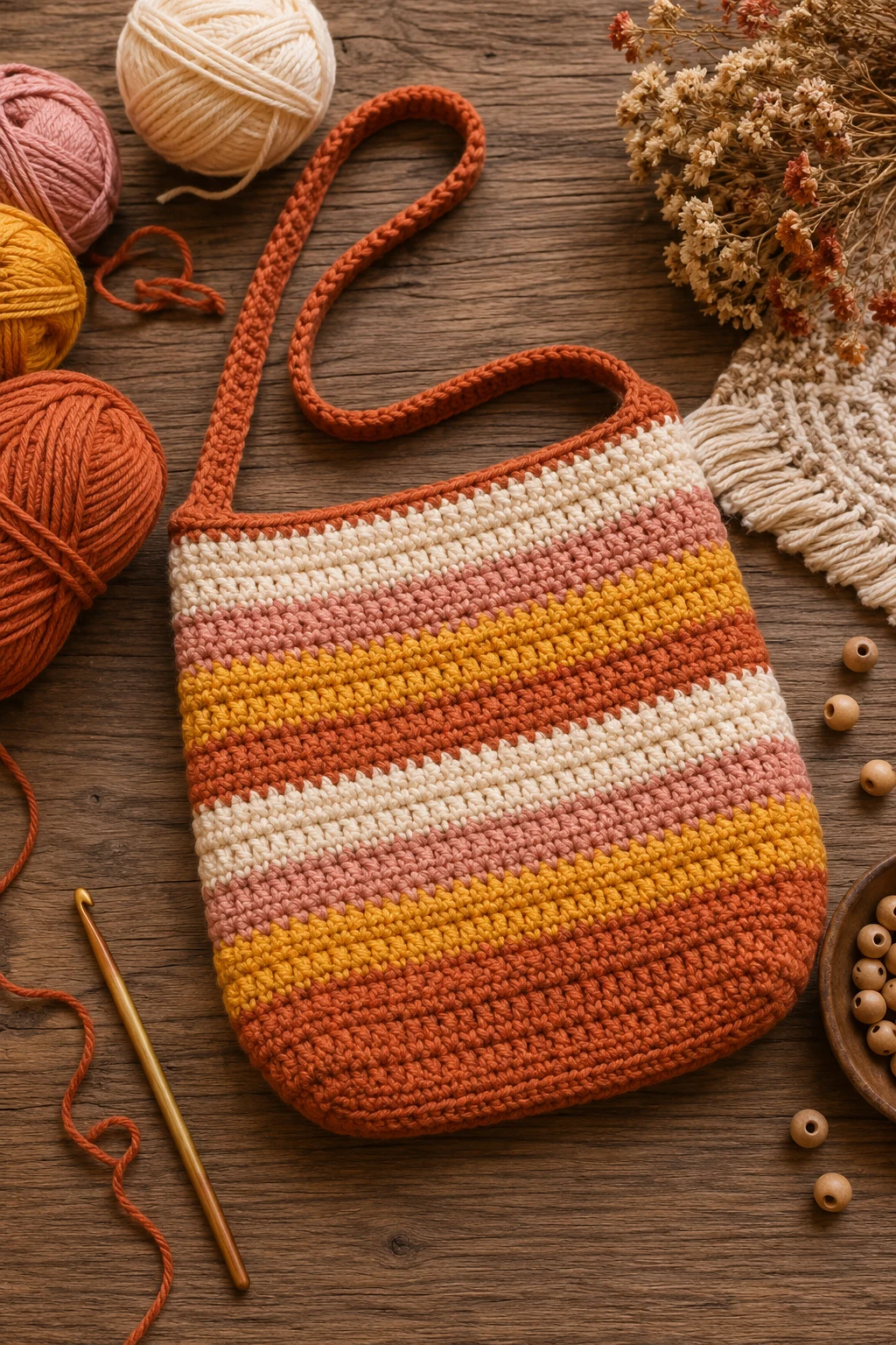 Desert Sunset Crochet Boho Bag — Crochet boho bag style outfit