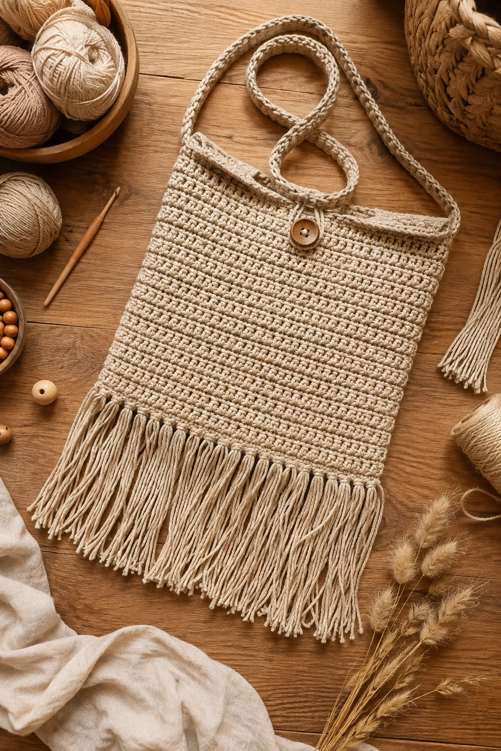 Sandstone Fringe Crochet Boho Bag — crochet boho bag style outfit